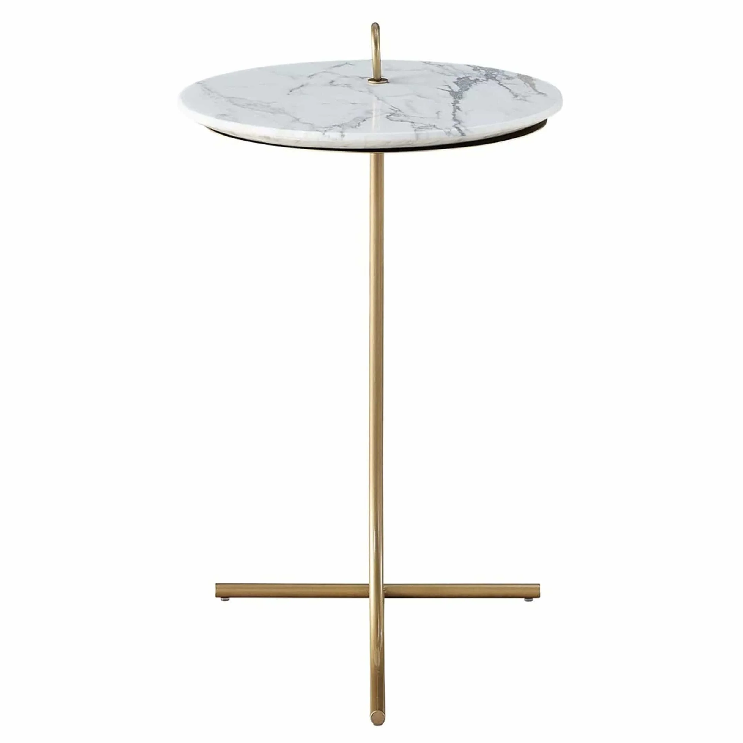 Stone Top Accent Table, White/Grey Marble - Image 3