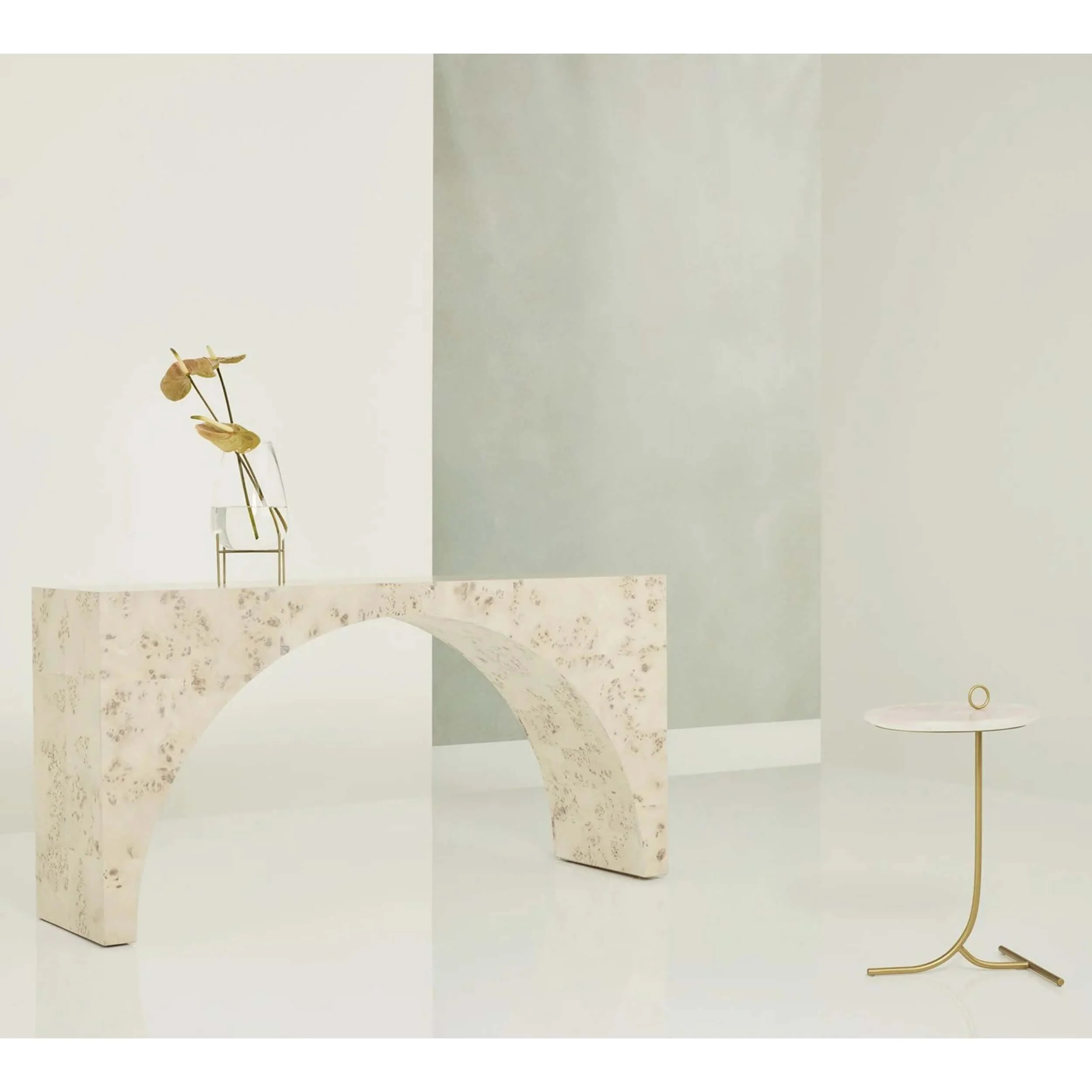 Stone Top Accent Table, White/Grey Marble - Image 4