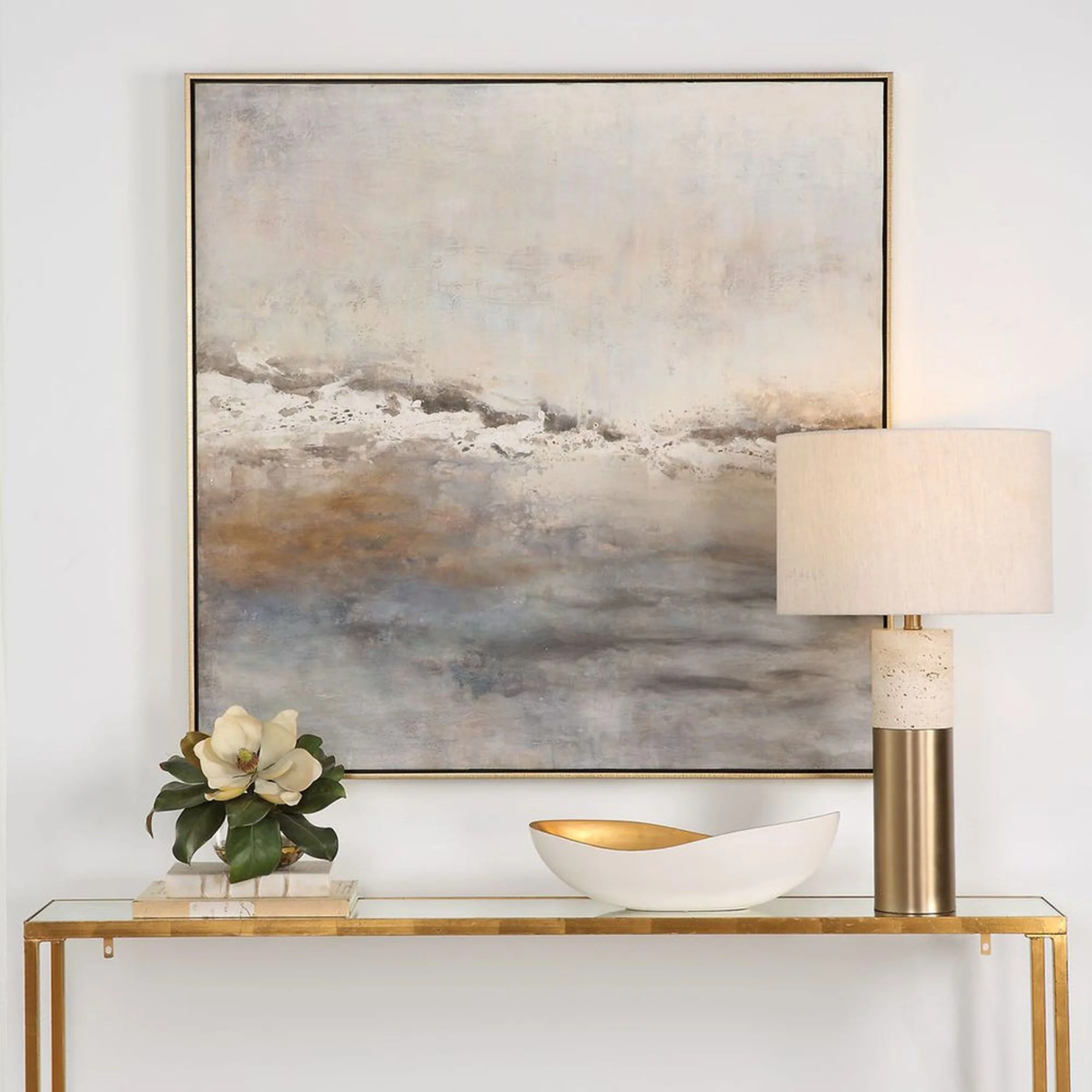 Storm Clouds Hand Painted Canvas, Gold - Image 5