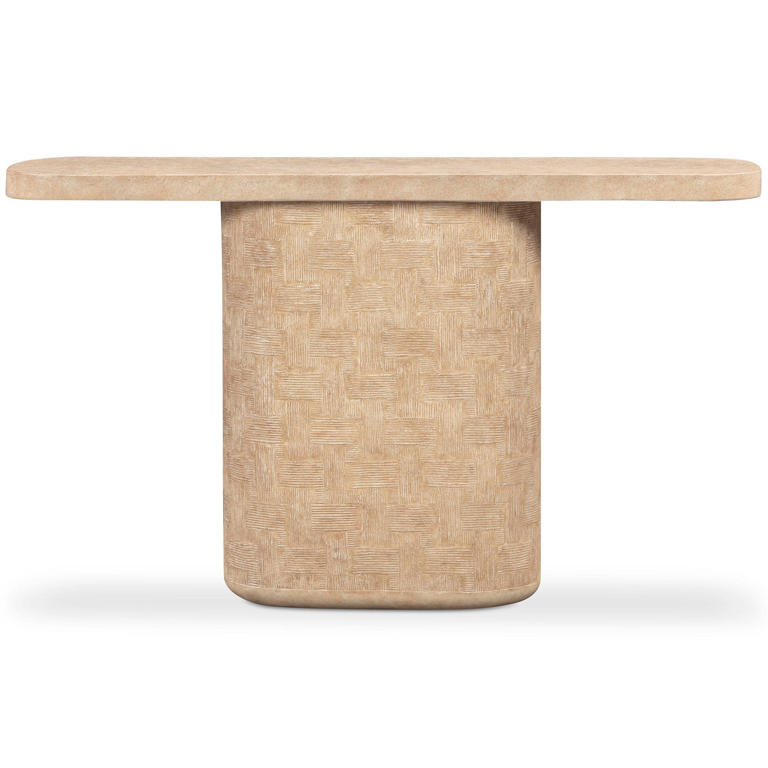 Suraya 55" Outdoor Console Table, Faux Travertine - Image 2