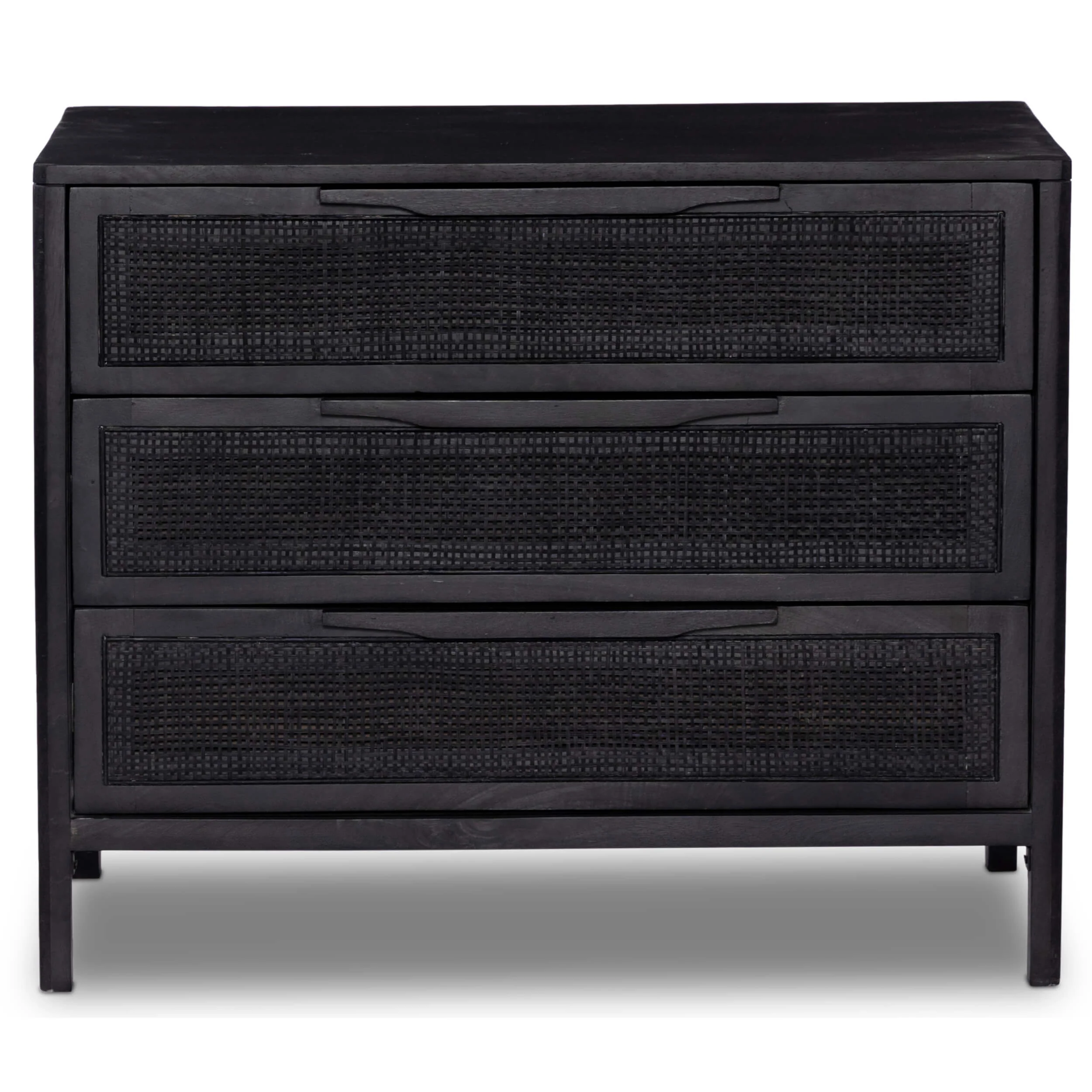 Sydney Large Nightstand, Black Wash w/Black Cane by Four Hands - Image 5