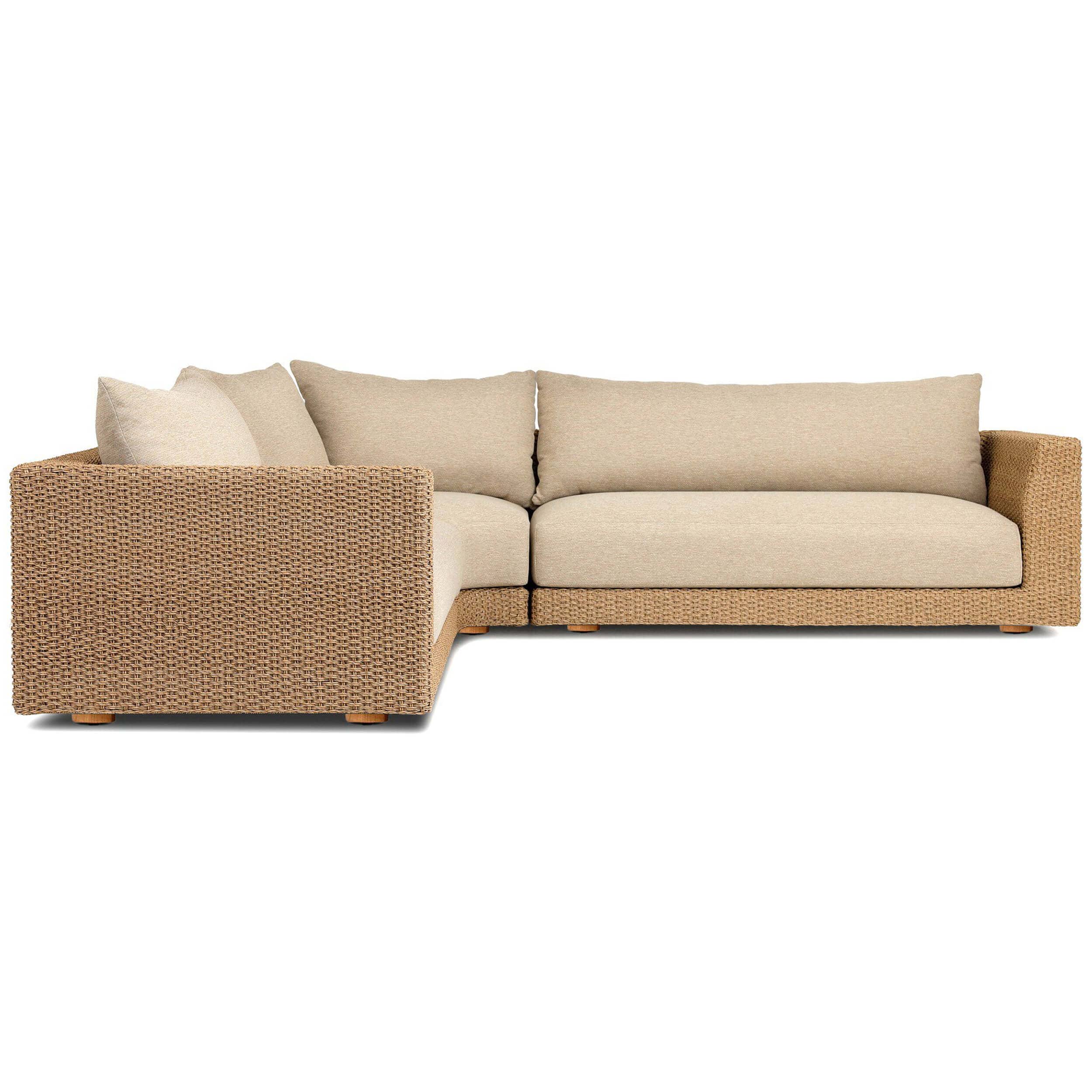 Sylvan 3 Piece Outdoor Sectional, Casa Cream by Four Hands - Image 2