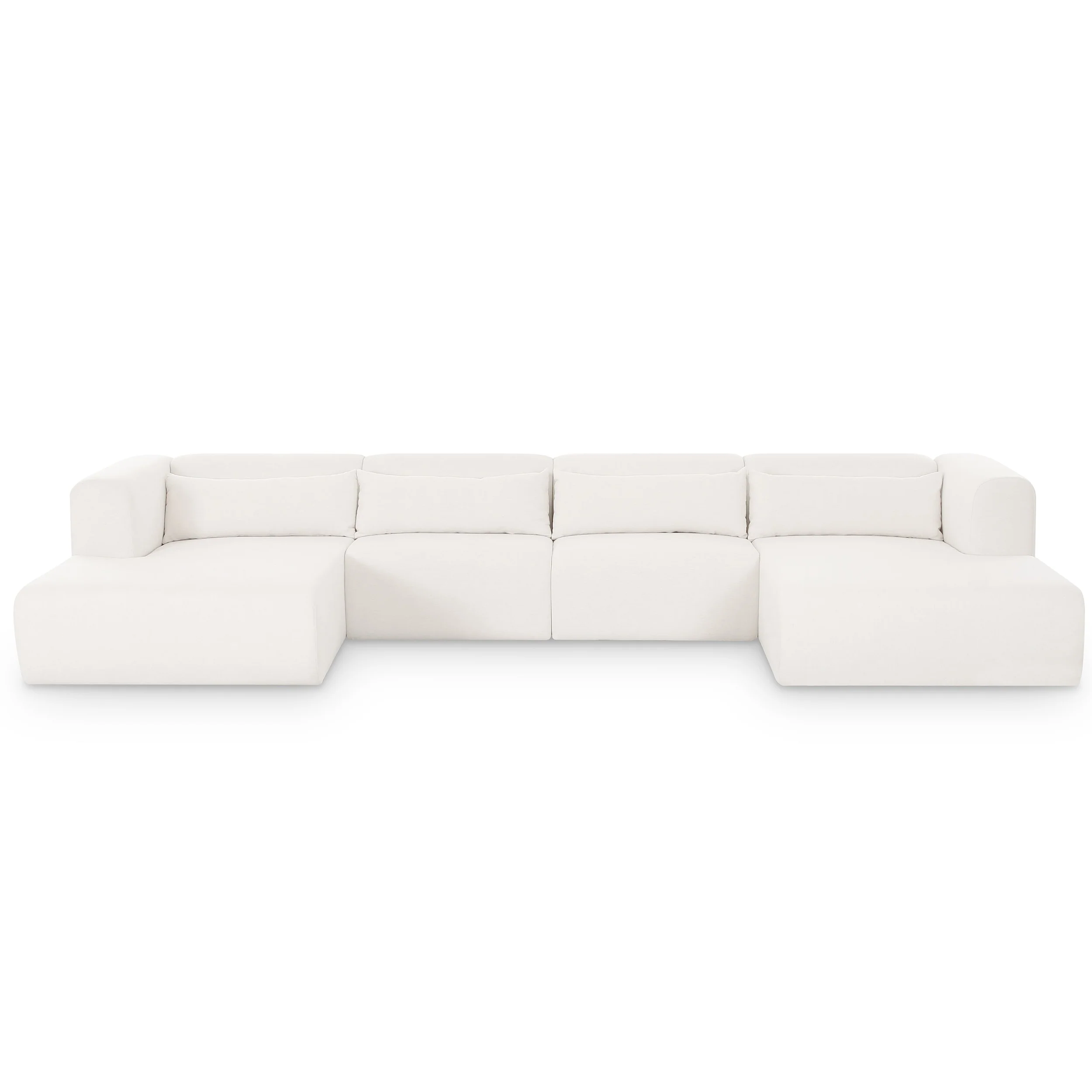 Tarra 4 Piece Chenille U-Sectional, Cream