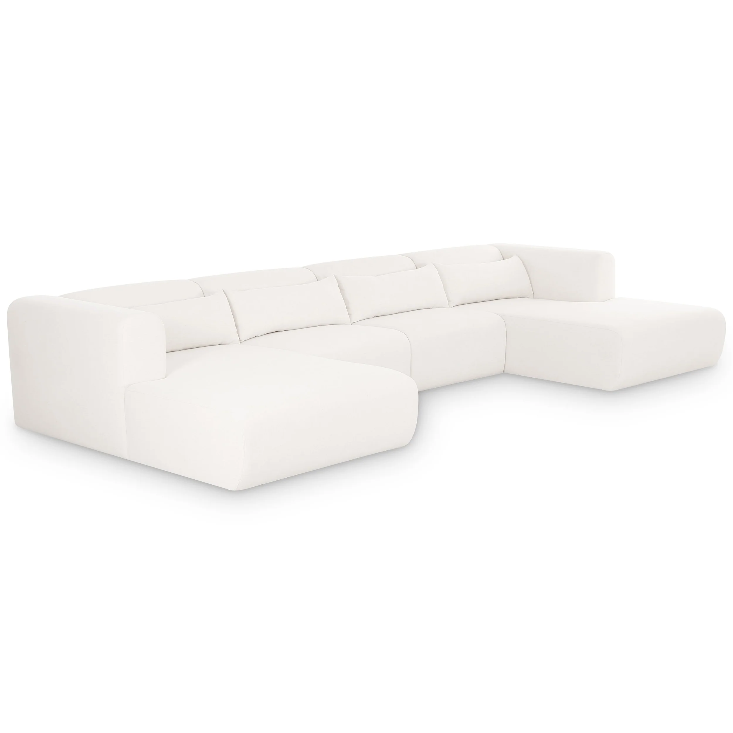 Tarra 4 Piece Chenille U-Sectional, Cream - Image 2
