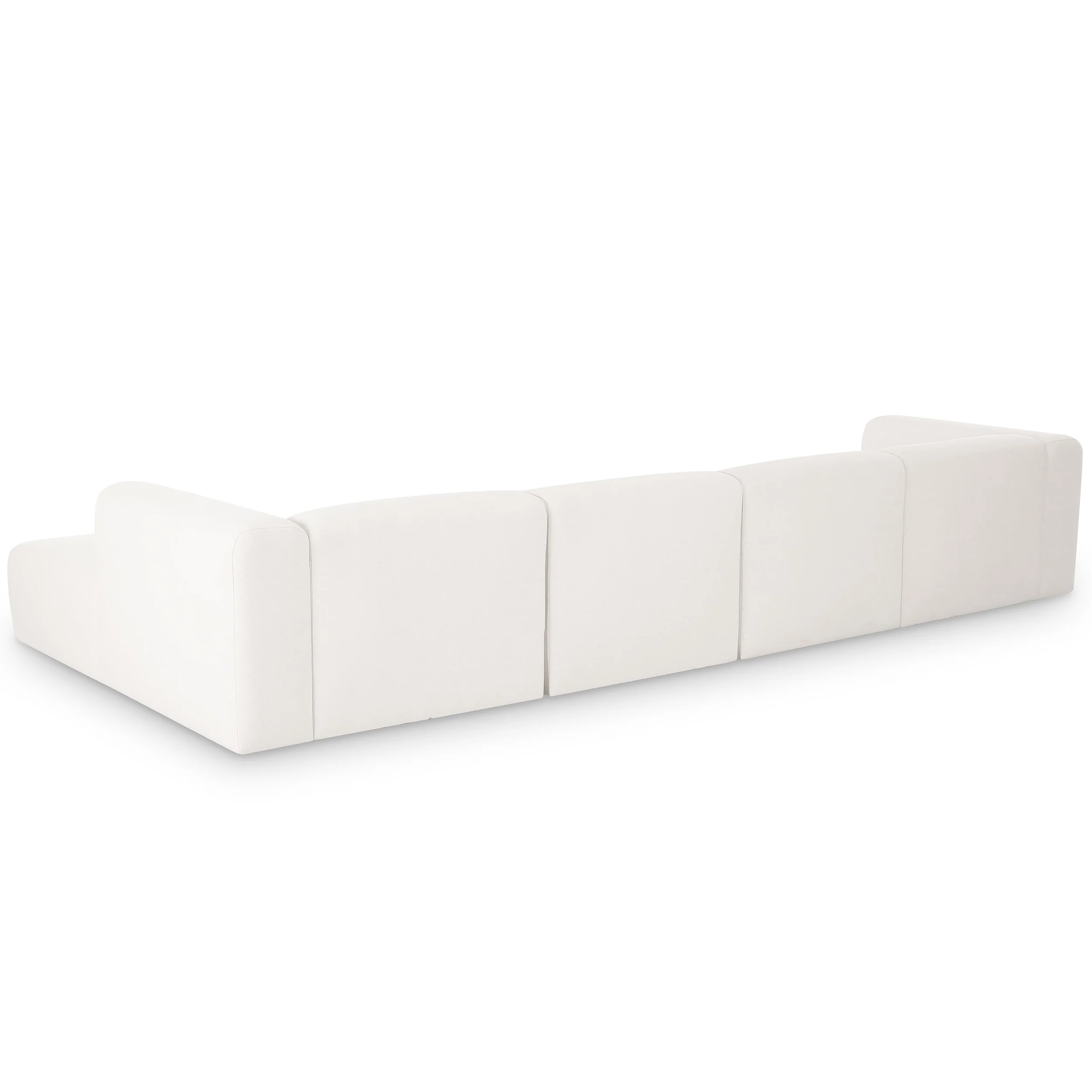 Tarra 4 Piece Chenille U-Sectional, Cream - Image 3