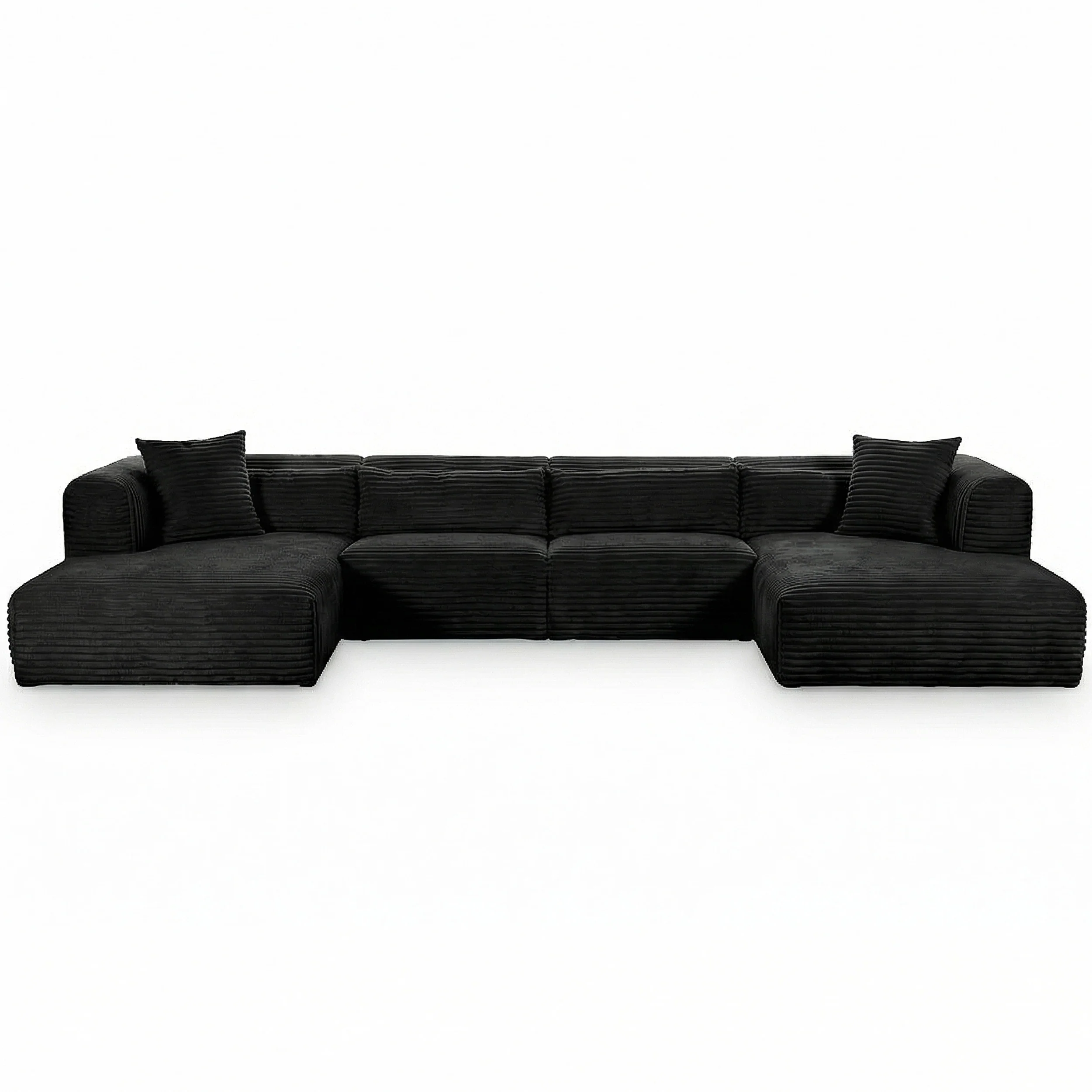 Tarra 4 Piece Corduroy Modular U-Sectional, Black
