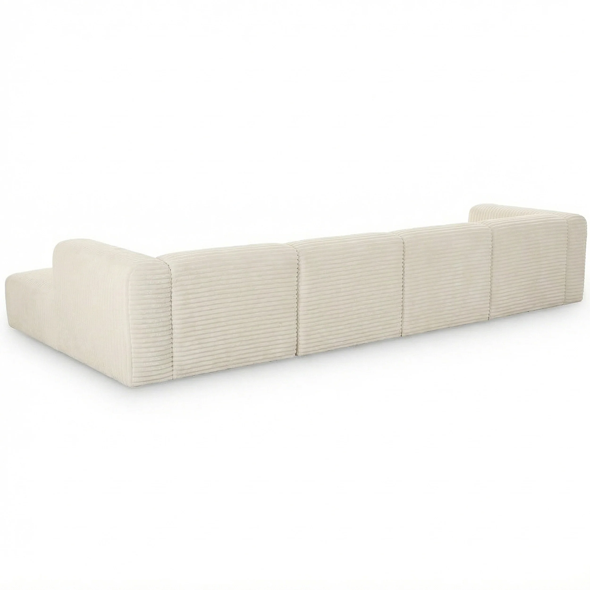 Tarra 4 Piece Corduroy Modular U-Sectional, Cream - Image 3