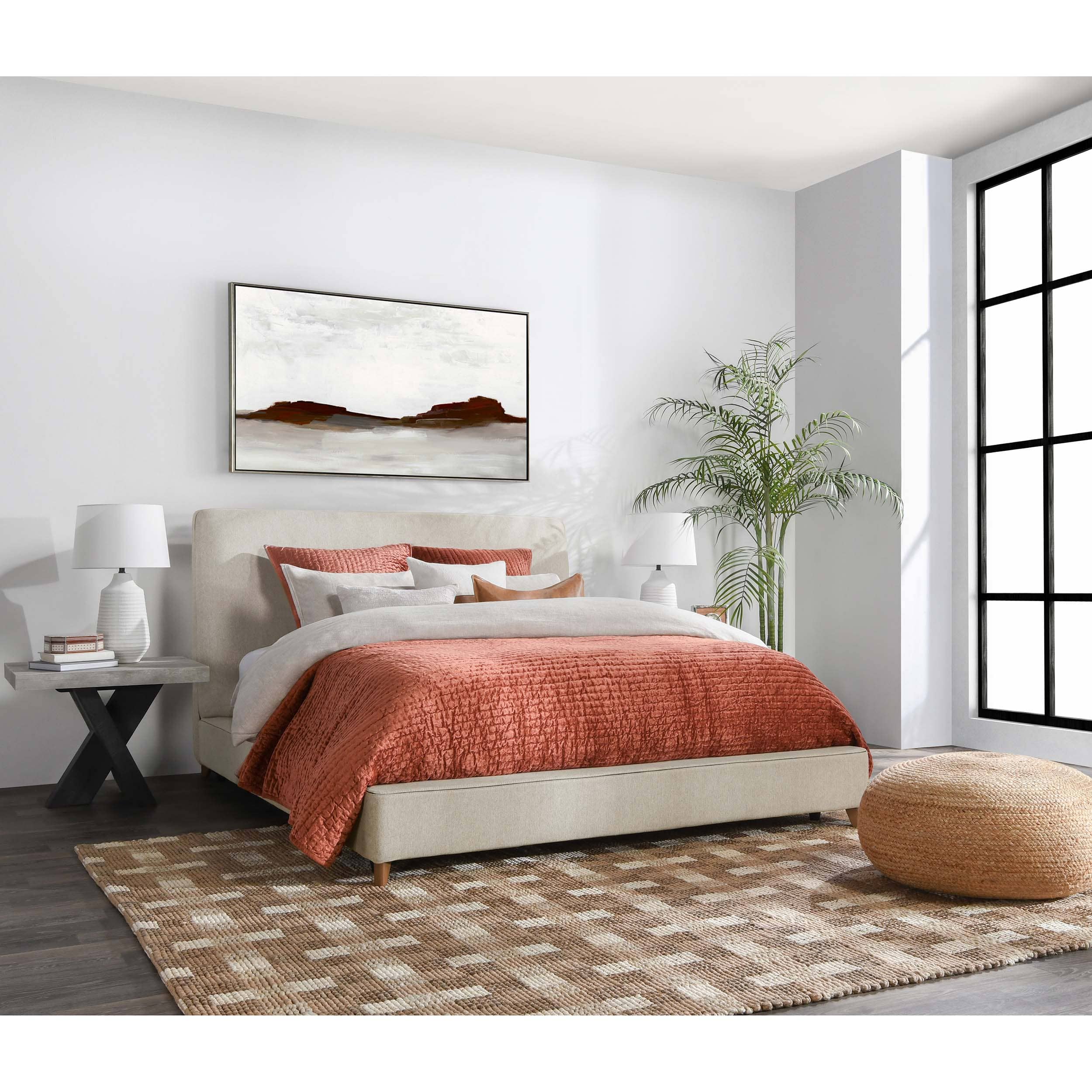 Tate Upholstered Queen Bed, Oatmeal