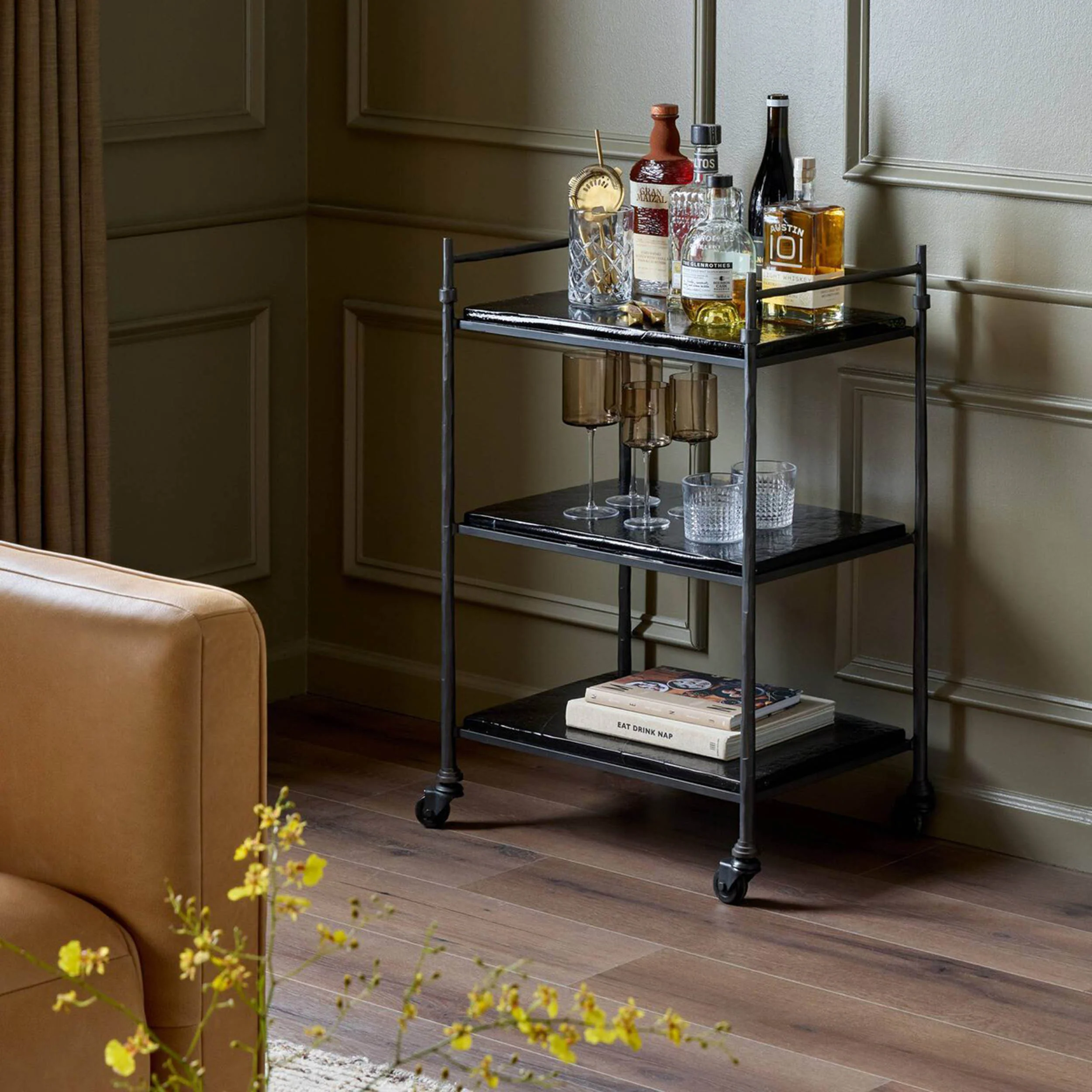 Teagan Bar Cart, Gunmetal by Four Hands - Image 6