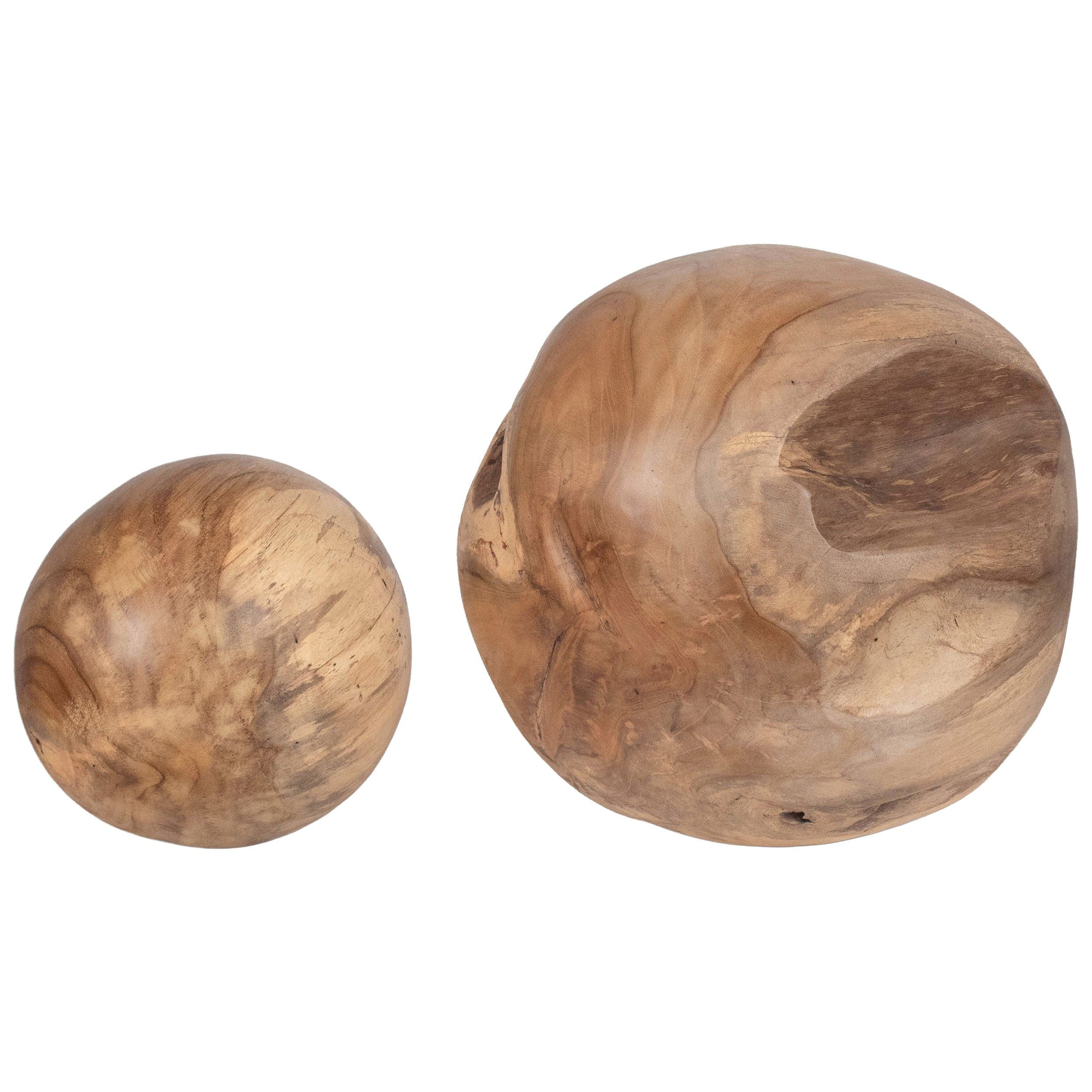 Teak Root Orb, Natural, Set of 2