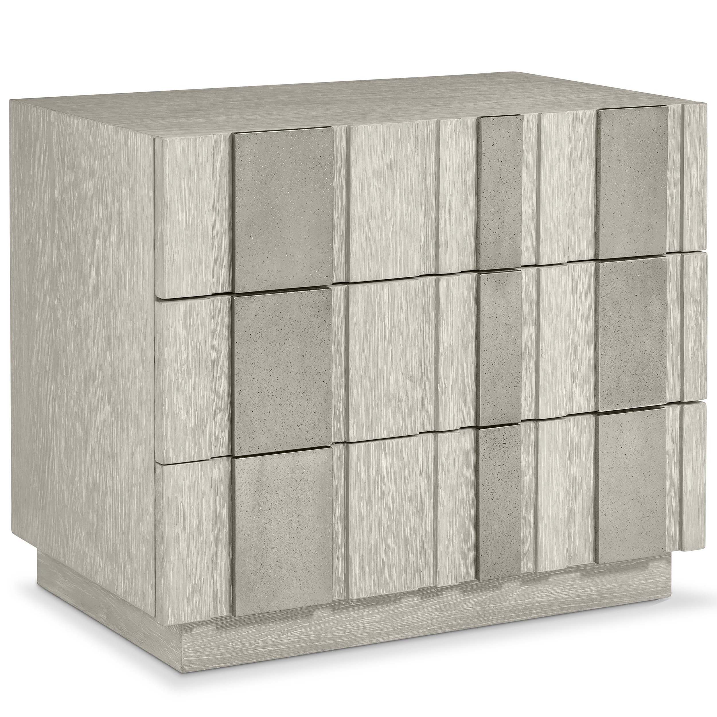 Tempo 3 Drawer Wide Nightstand w/Metal Overlay, Larza