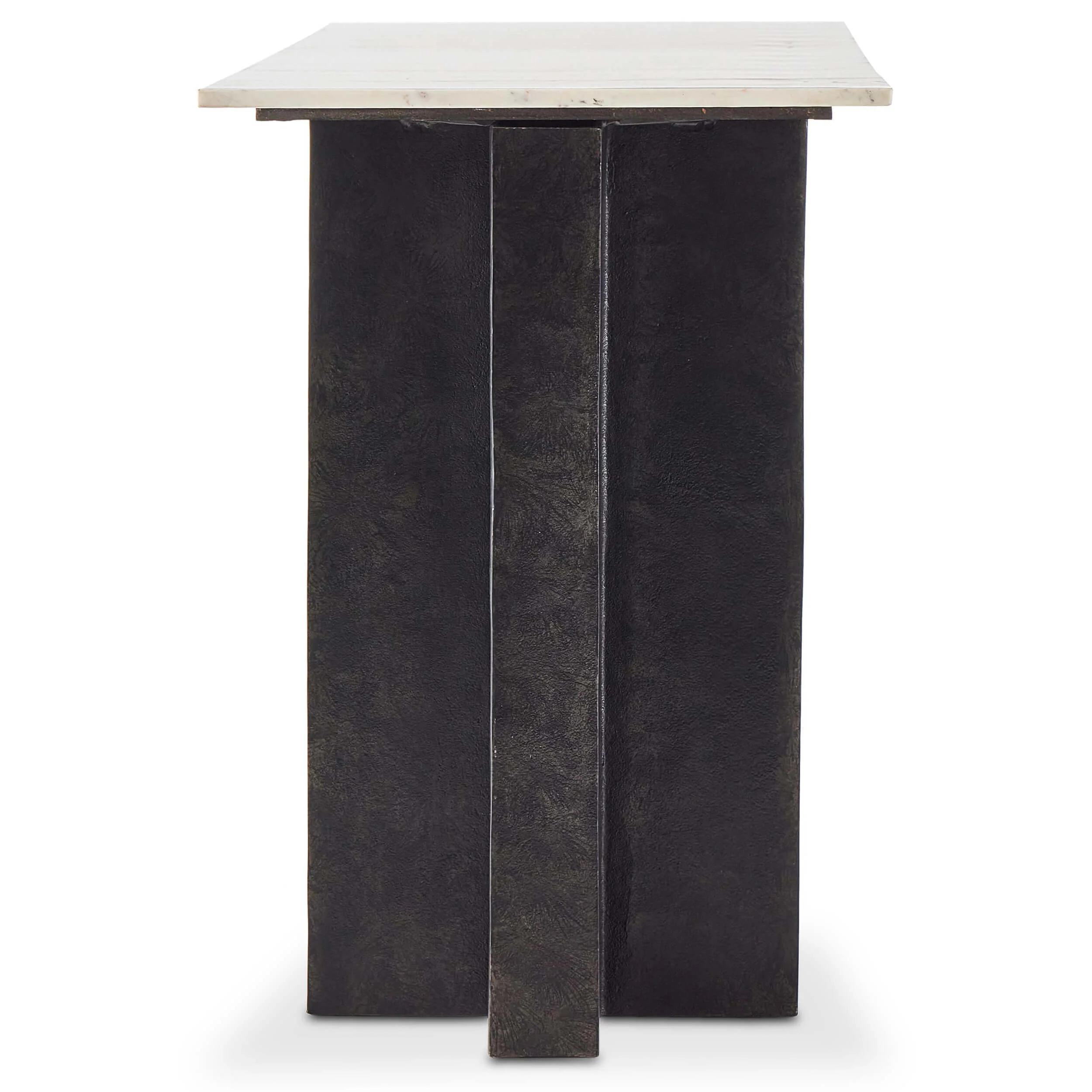 Terrell Large Console Table, Polished White Marble/Raw Black by Four Hands - Image 3