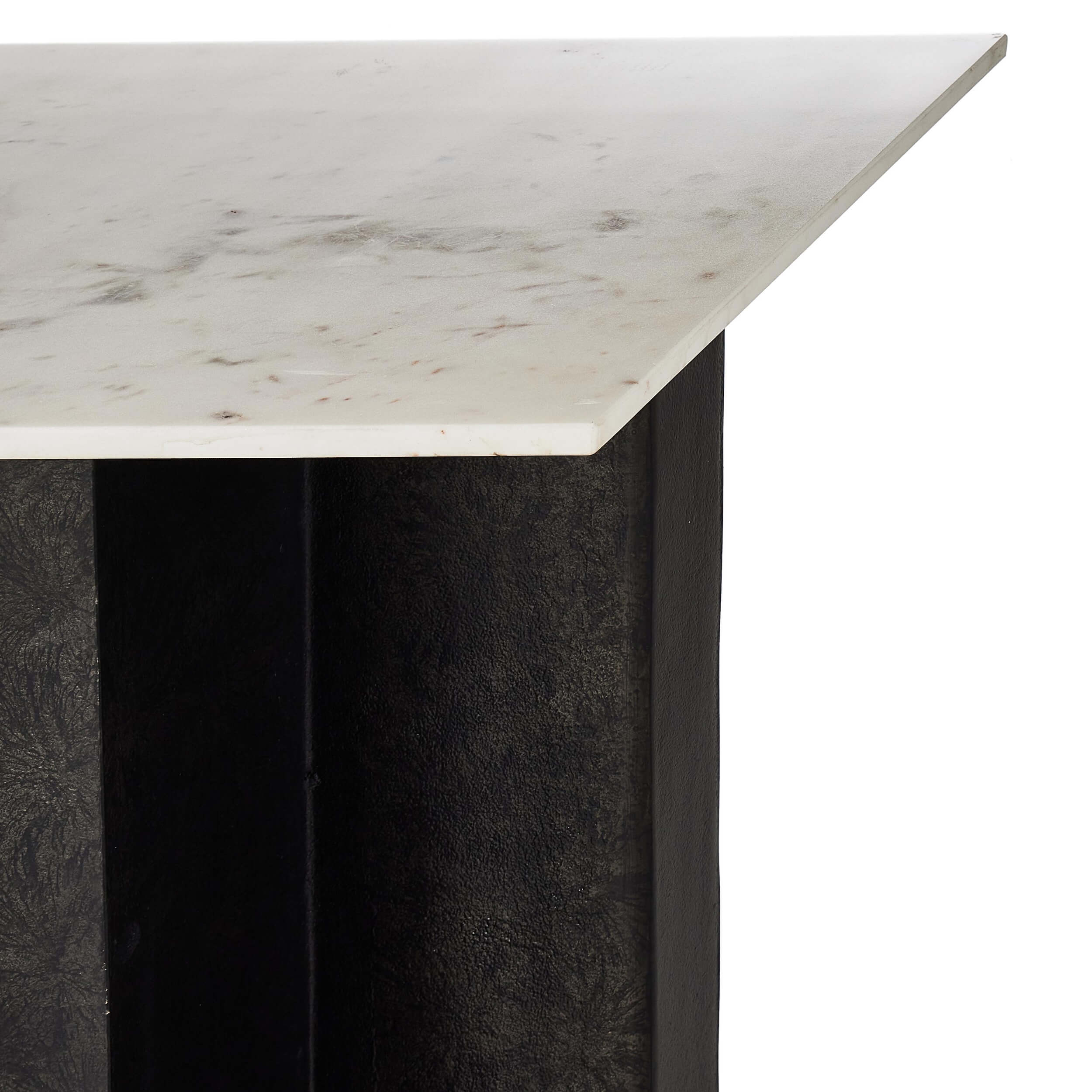 Terrell Large Console Table, Polished White Marble/Raw Black by Four Hands - Image 4