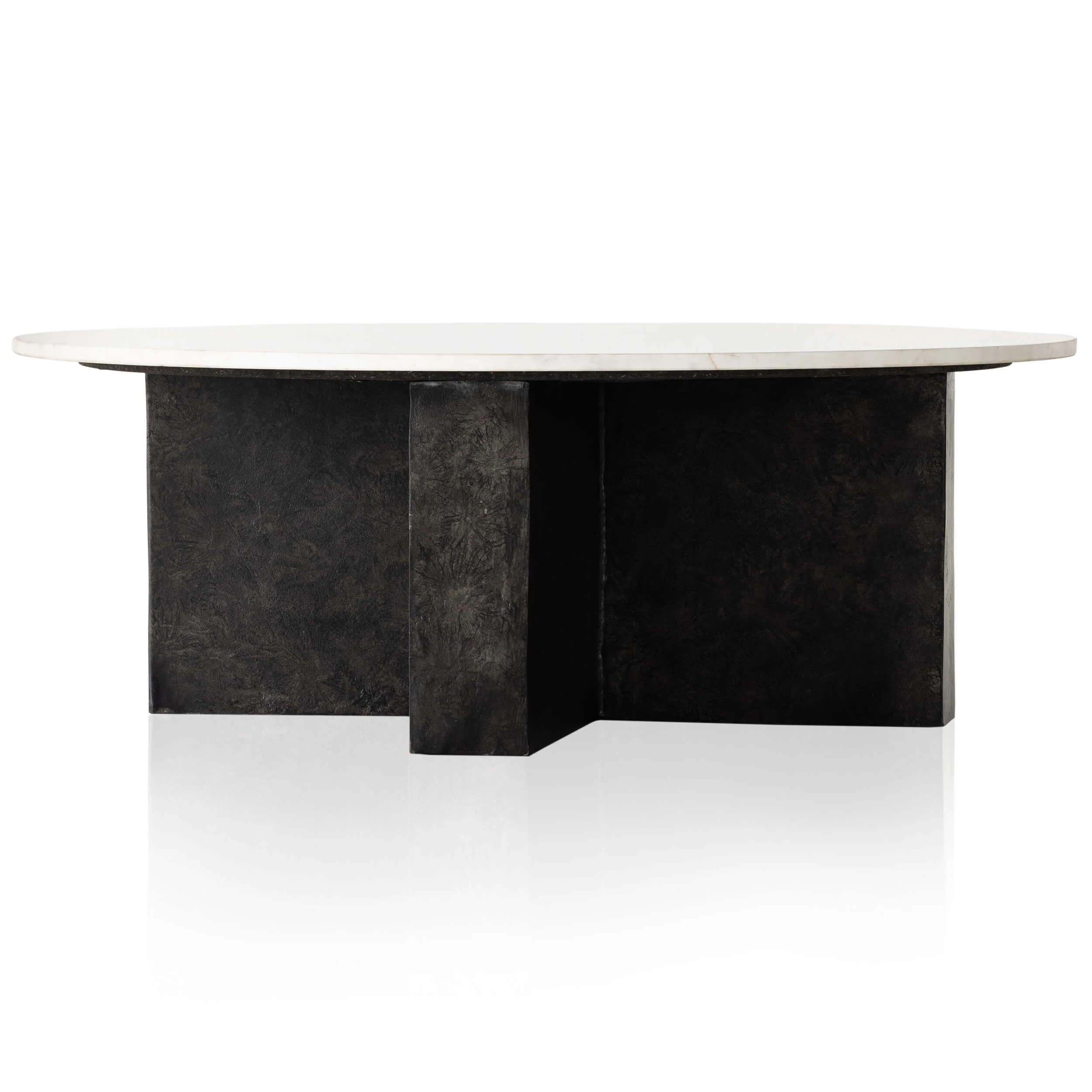 Terrell Round Coffee Table, White Marble by Four Hands