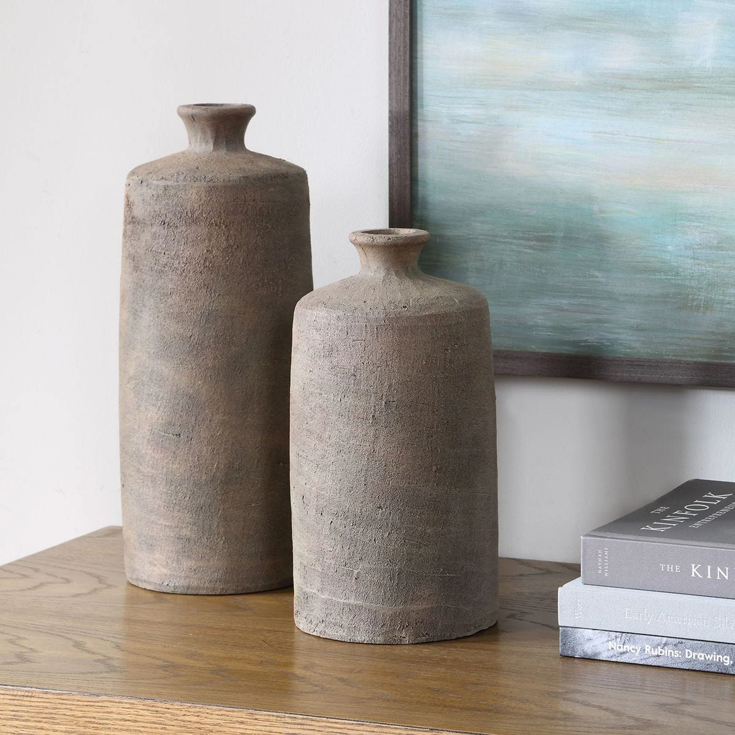 Terrene Vases, Set of 2, Earthy Tones - Image 3