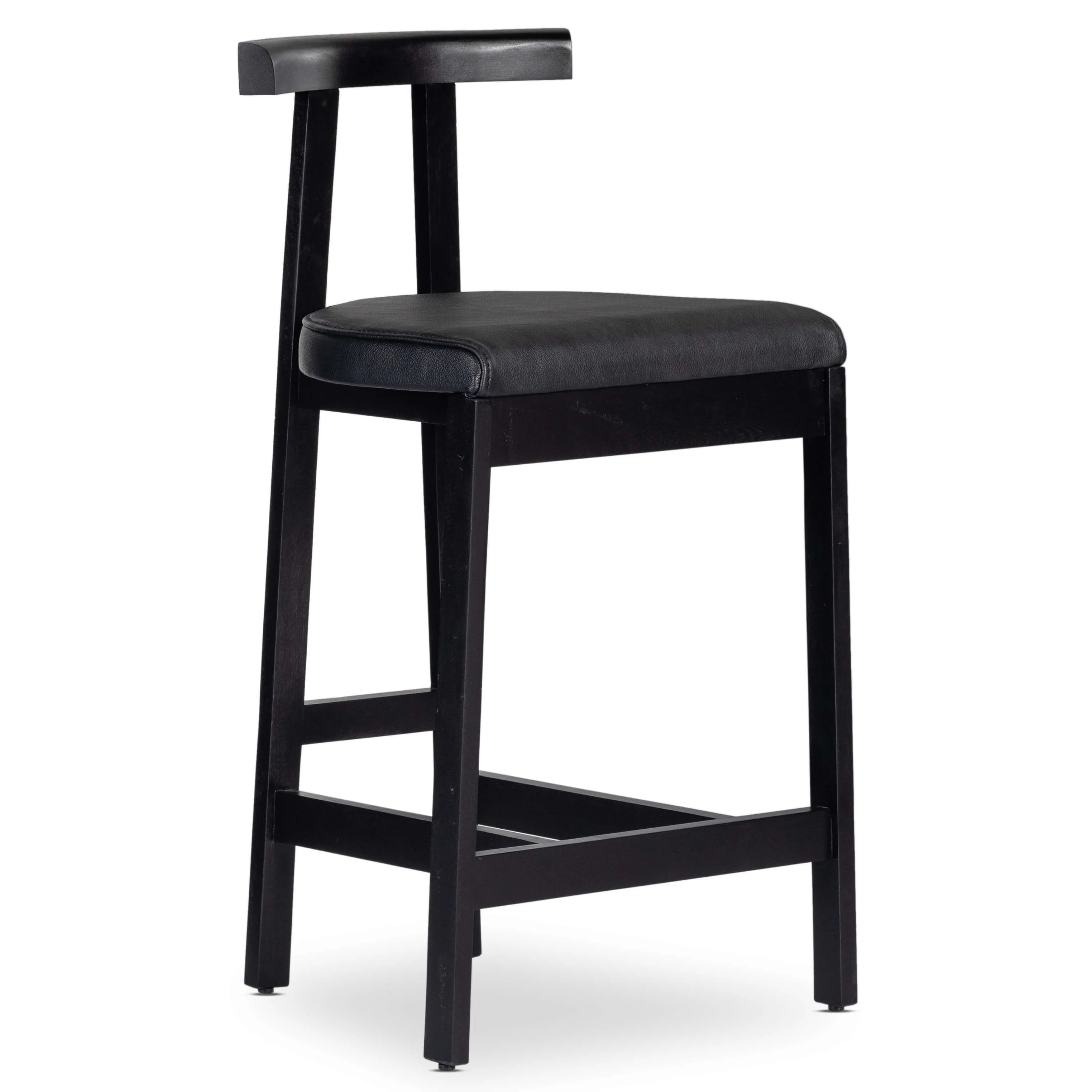 Tex Leather Bar & Counter Stool, Black by Four Hands