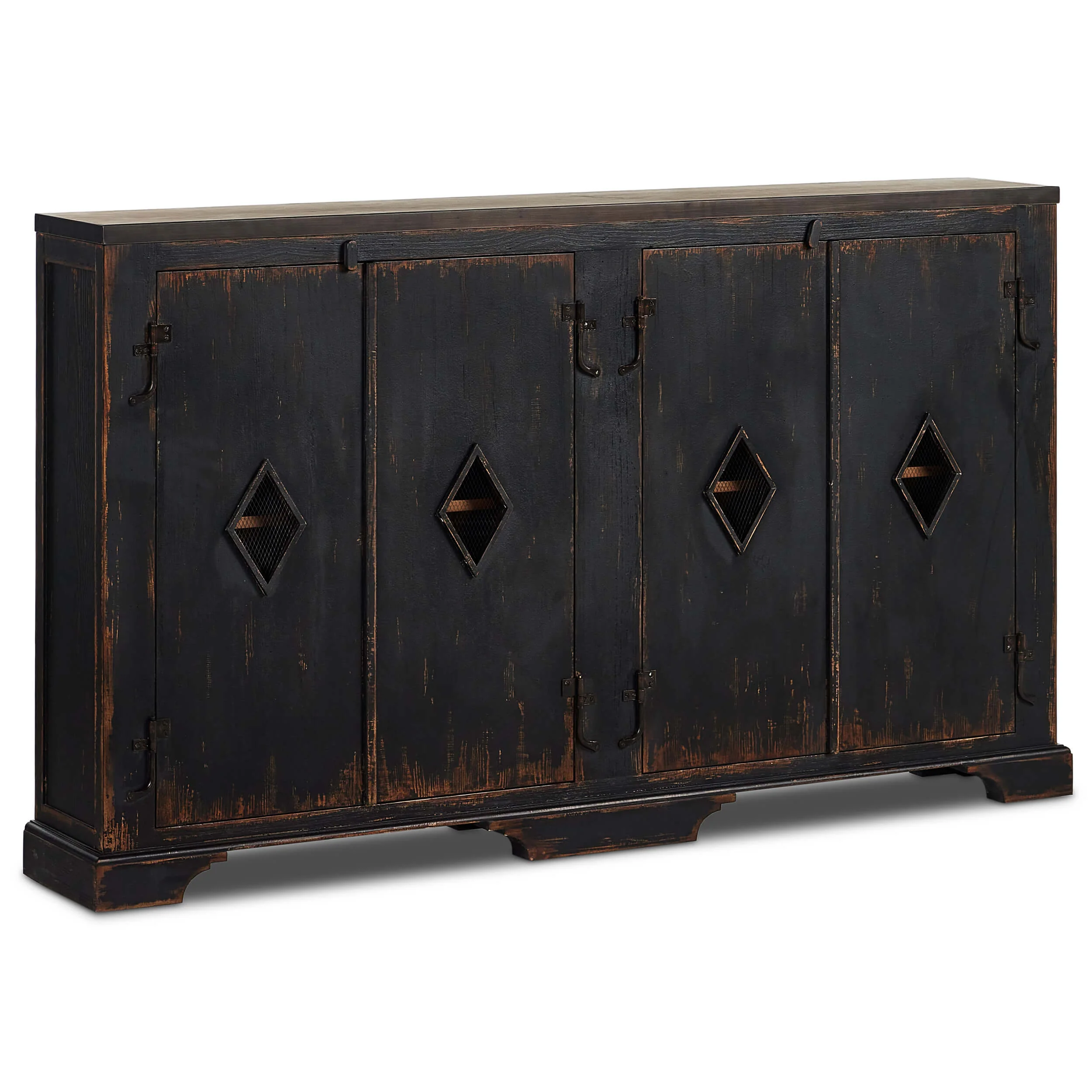 The Humptulips River Moonshine Cabinet, Distressed Burnt Black by Four Hands