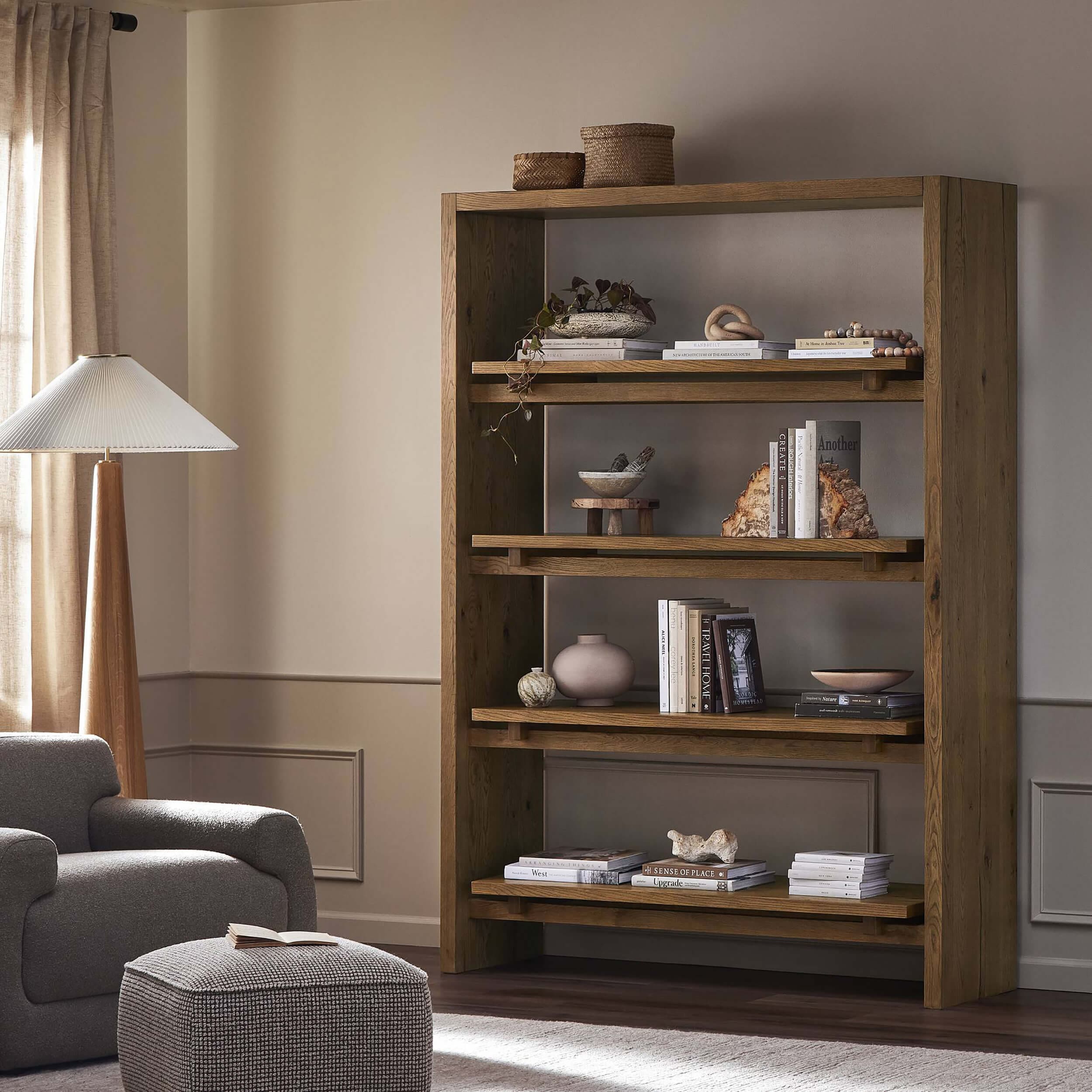 Theodore Bookcase, Rustic Amber Oak by Four Hands - Image 7