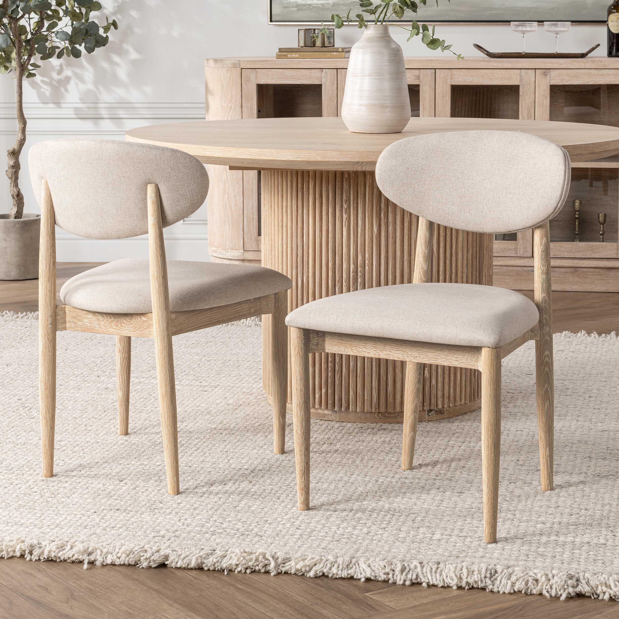 Tiber Dining Chair Set of 2, Cream Washed - Image 7
