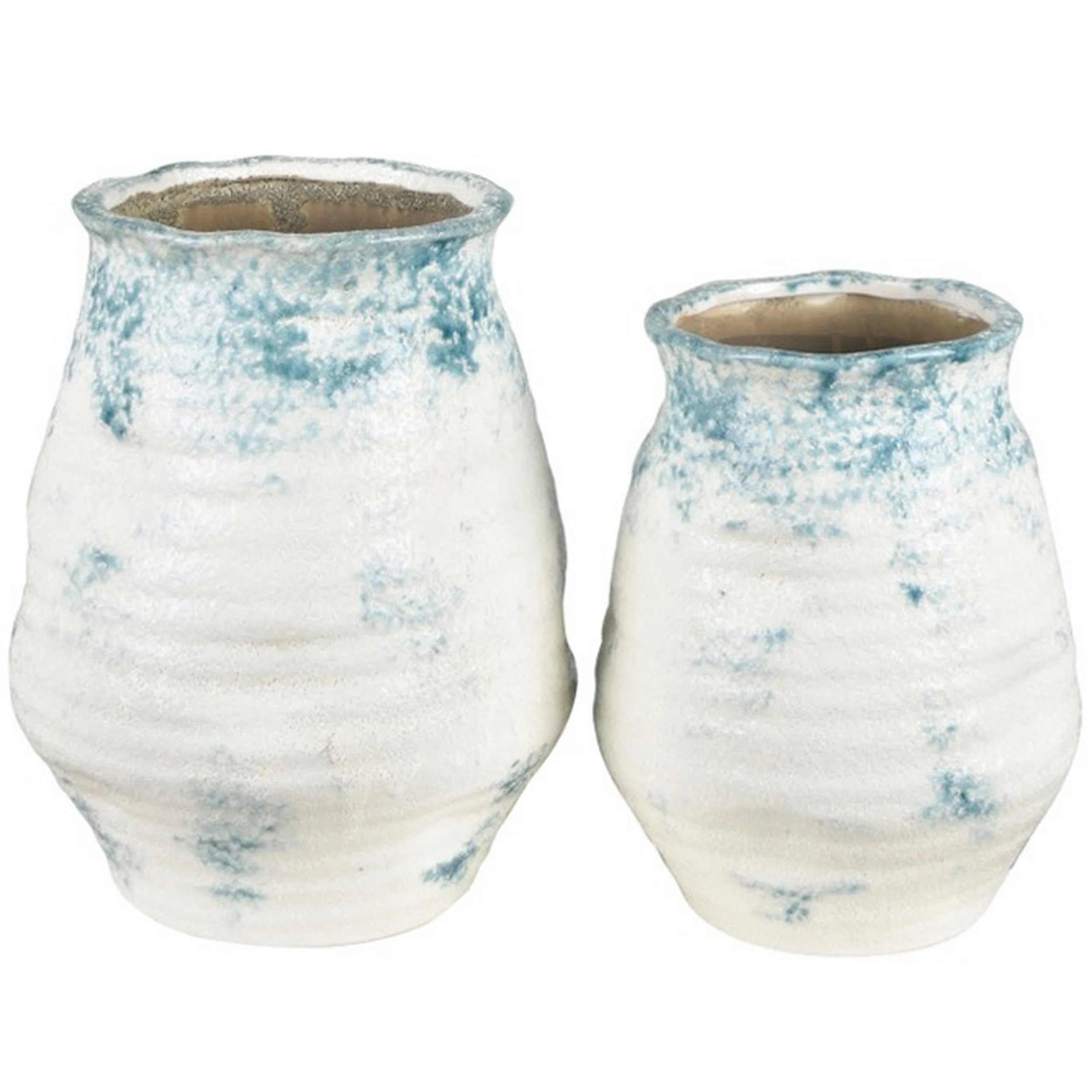 Tidal Vases, White/Blue, Set of 2