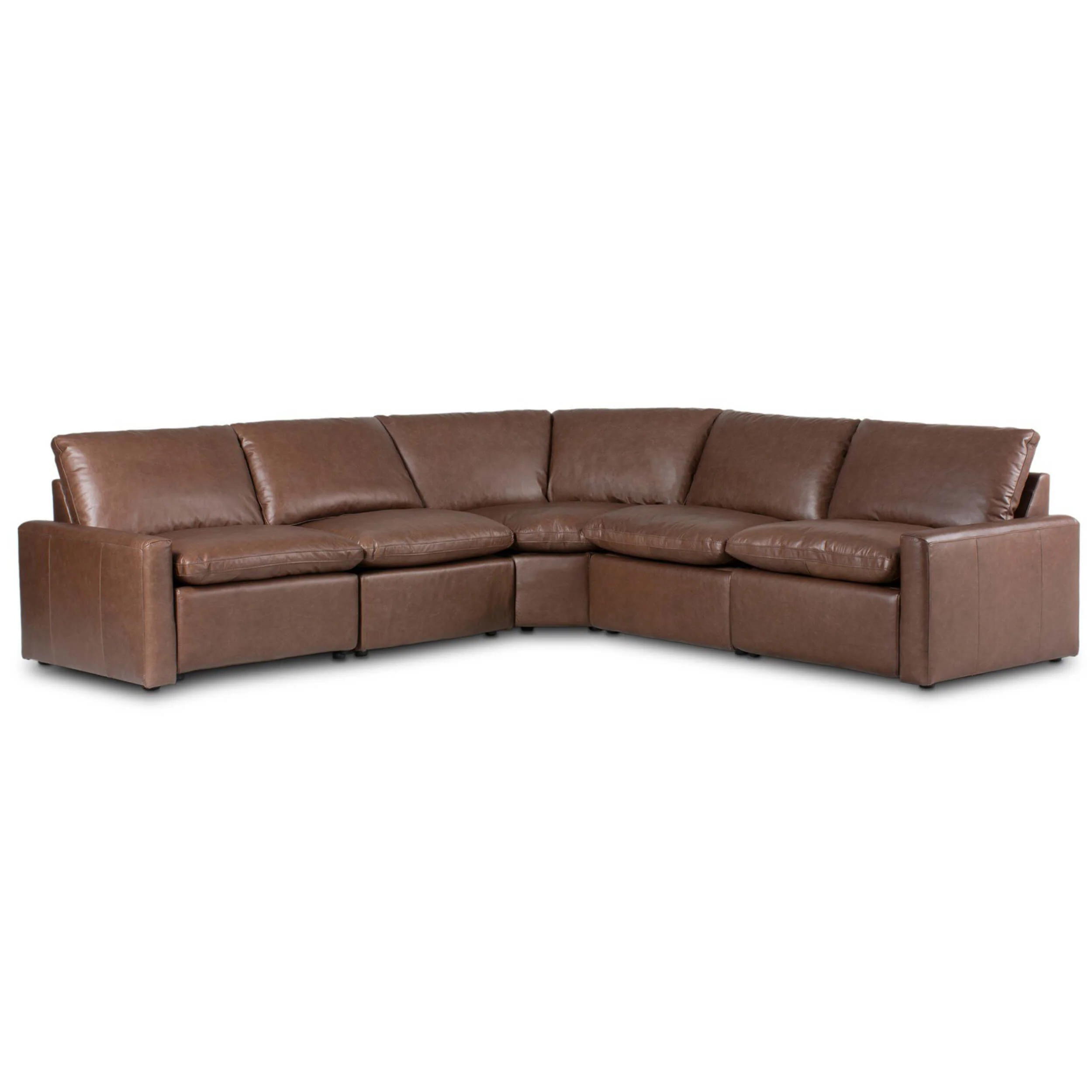 Tillery 5 Piece Power Recliner Leather Sectional, Sonoma Coco