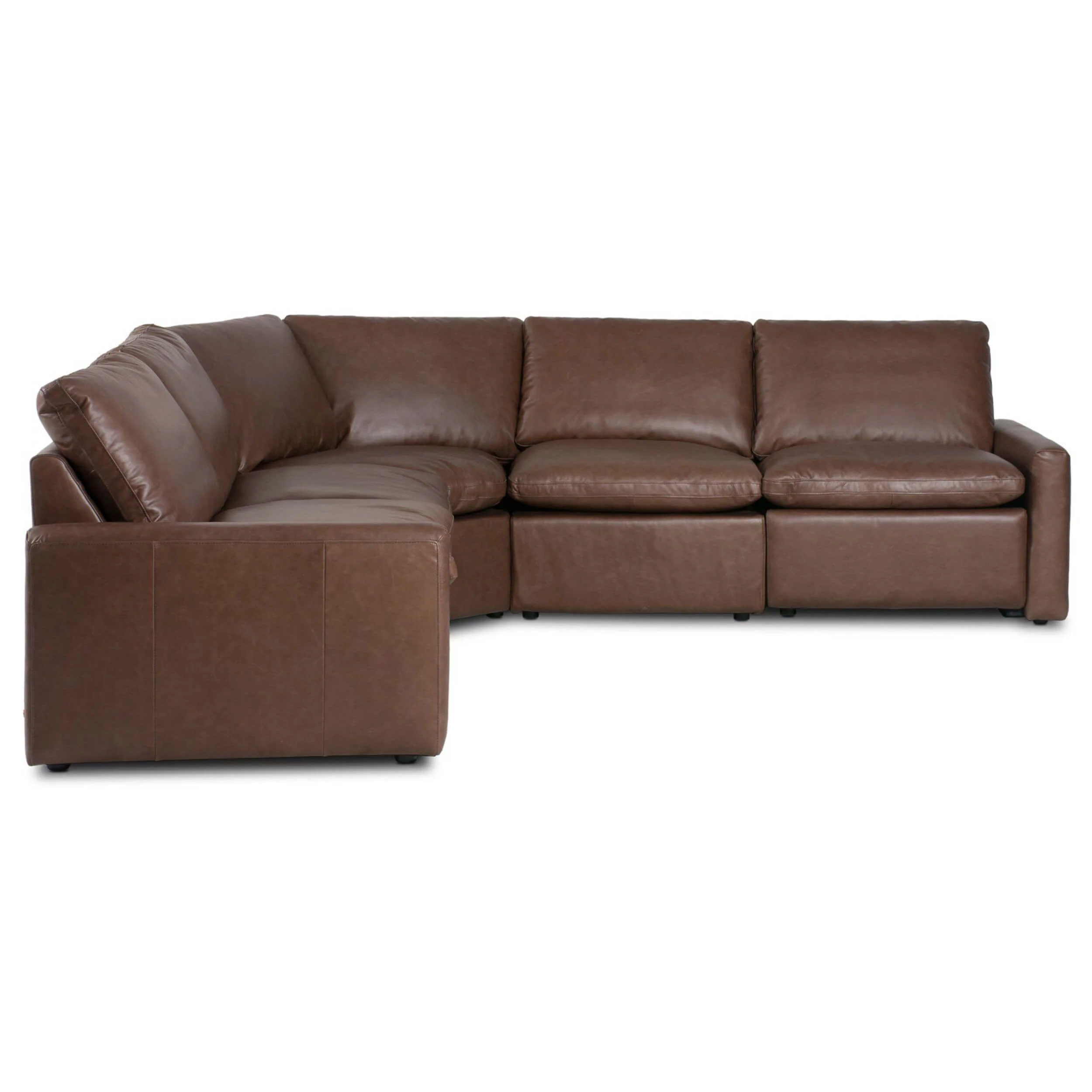 Tillery 5 Piece Power Recliner Leather Sectional, Sonoma Coco - Image 2