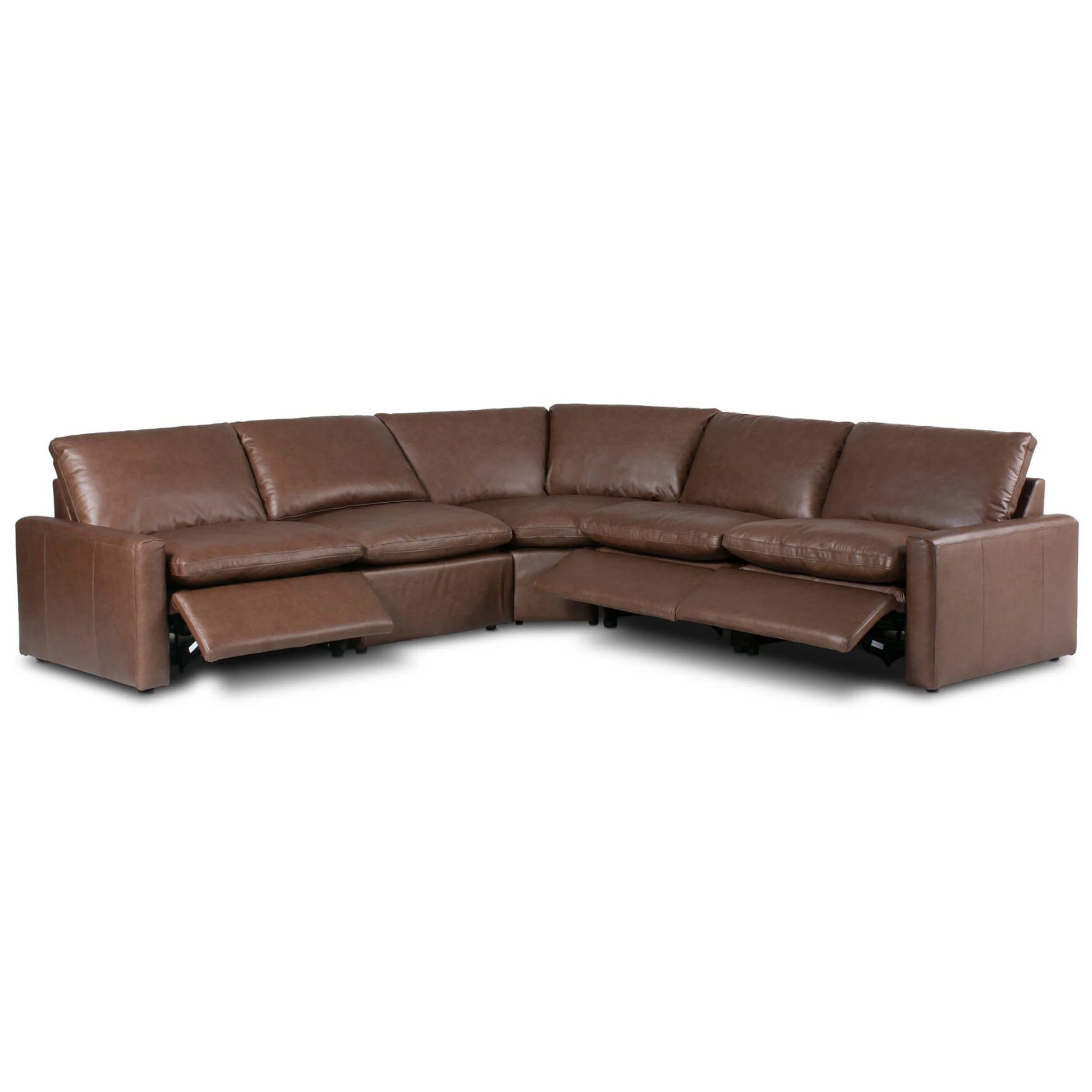Tillery 5 Piece Power Recliner Leather Sectional, Sonoma Coco - Image 3