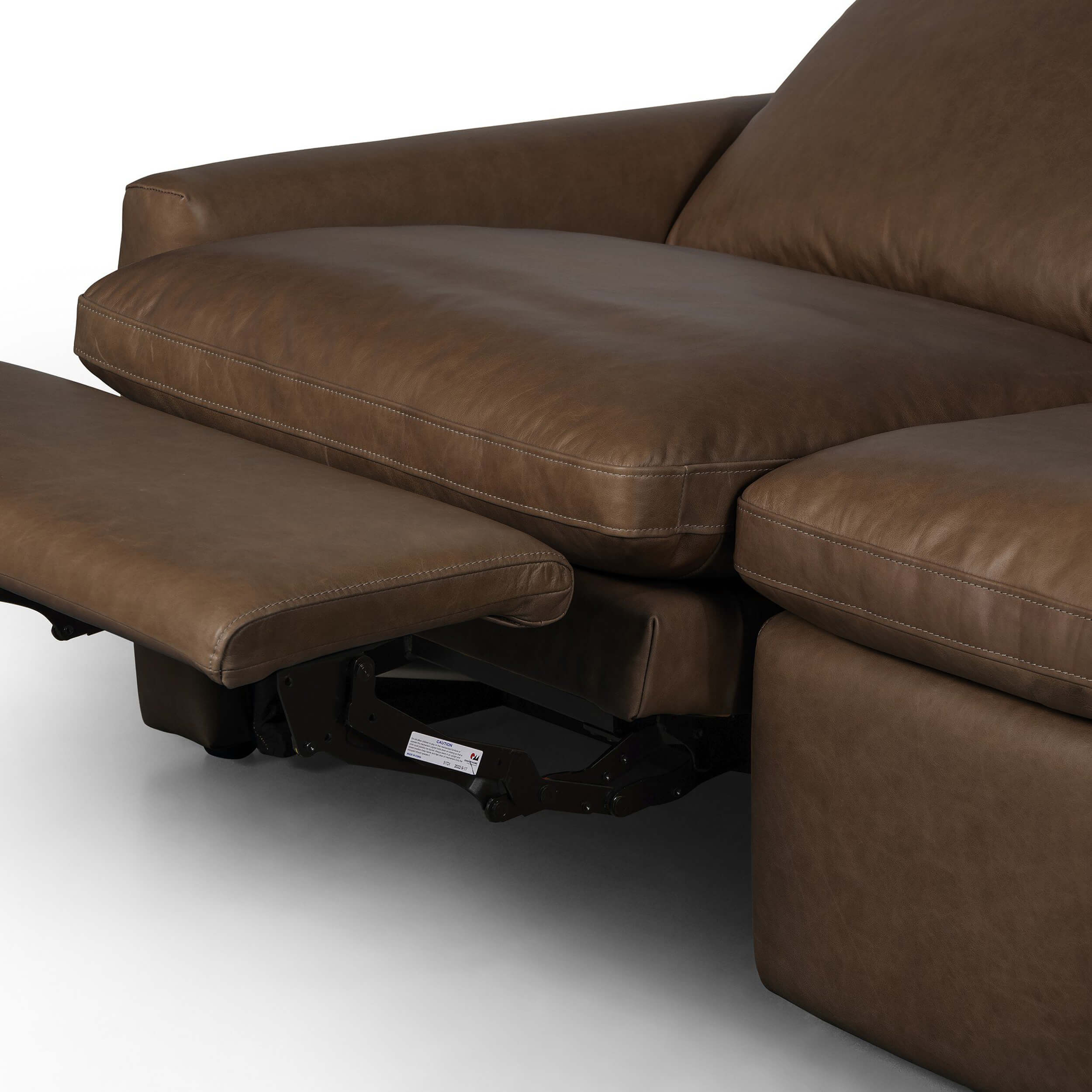 Tillery Leather Power Recliner 3-Piece Sectional, Sonoma Coco by Four Hands - Image 5