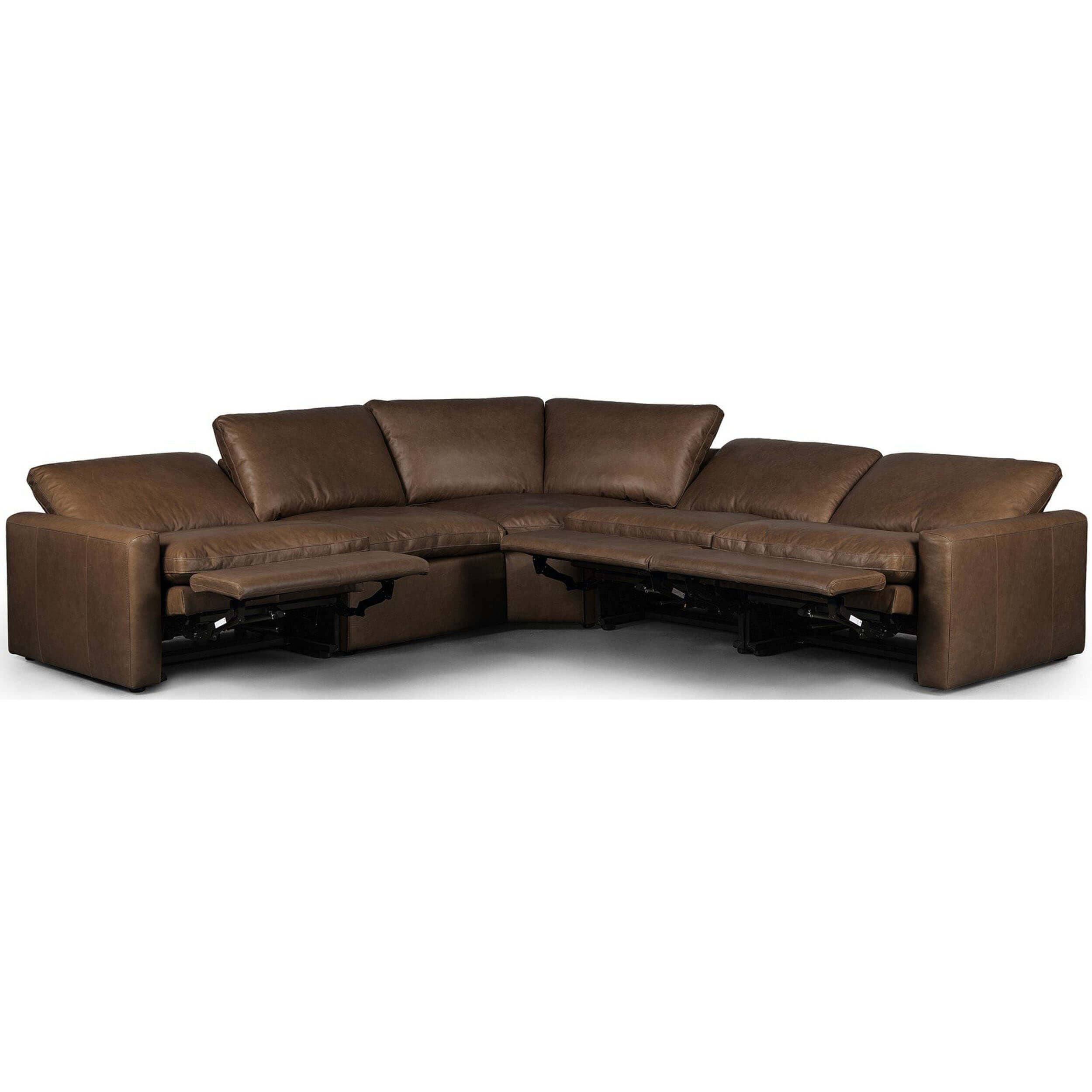 Tillery Leather Power Recliner 5-Piece Sectional, Sonoma Coco - Image 3