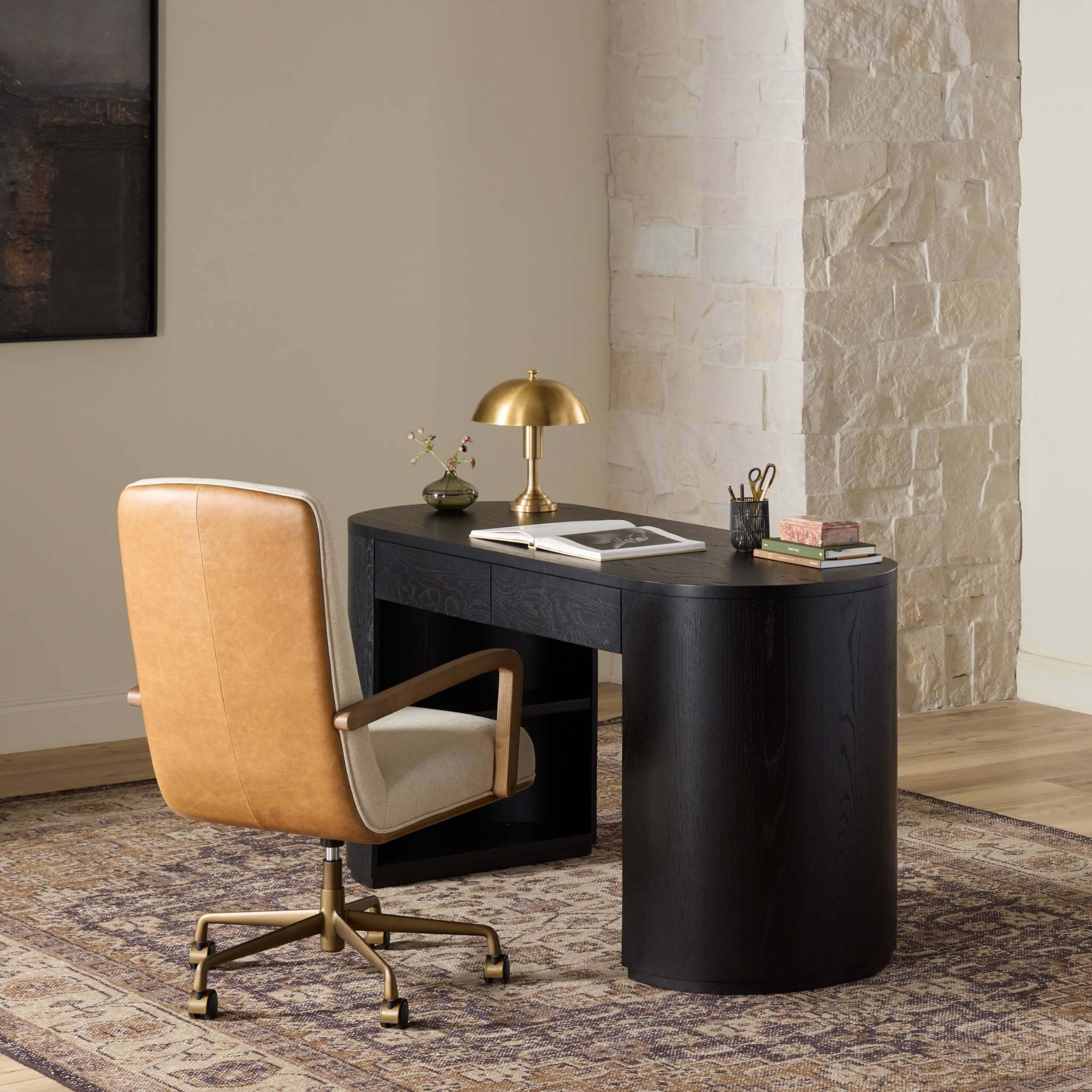 Timeo Desk Chair, Antwerp Natural/Chaps Saddle by Four Hands - Image 6