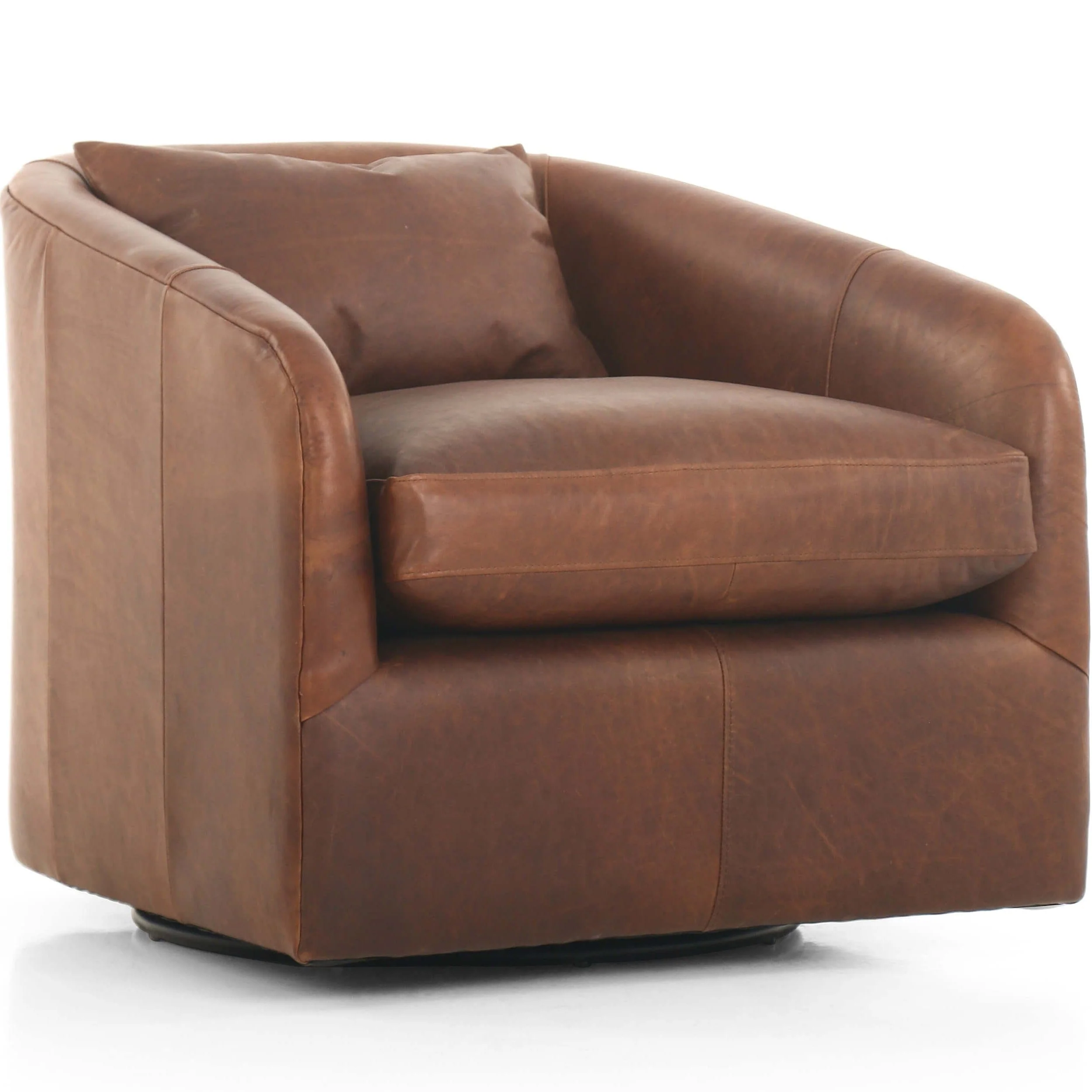 Topanga Leather Swivel Chair, Heirloom Sienna by Four Hands