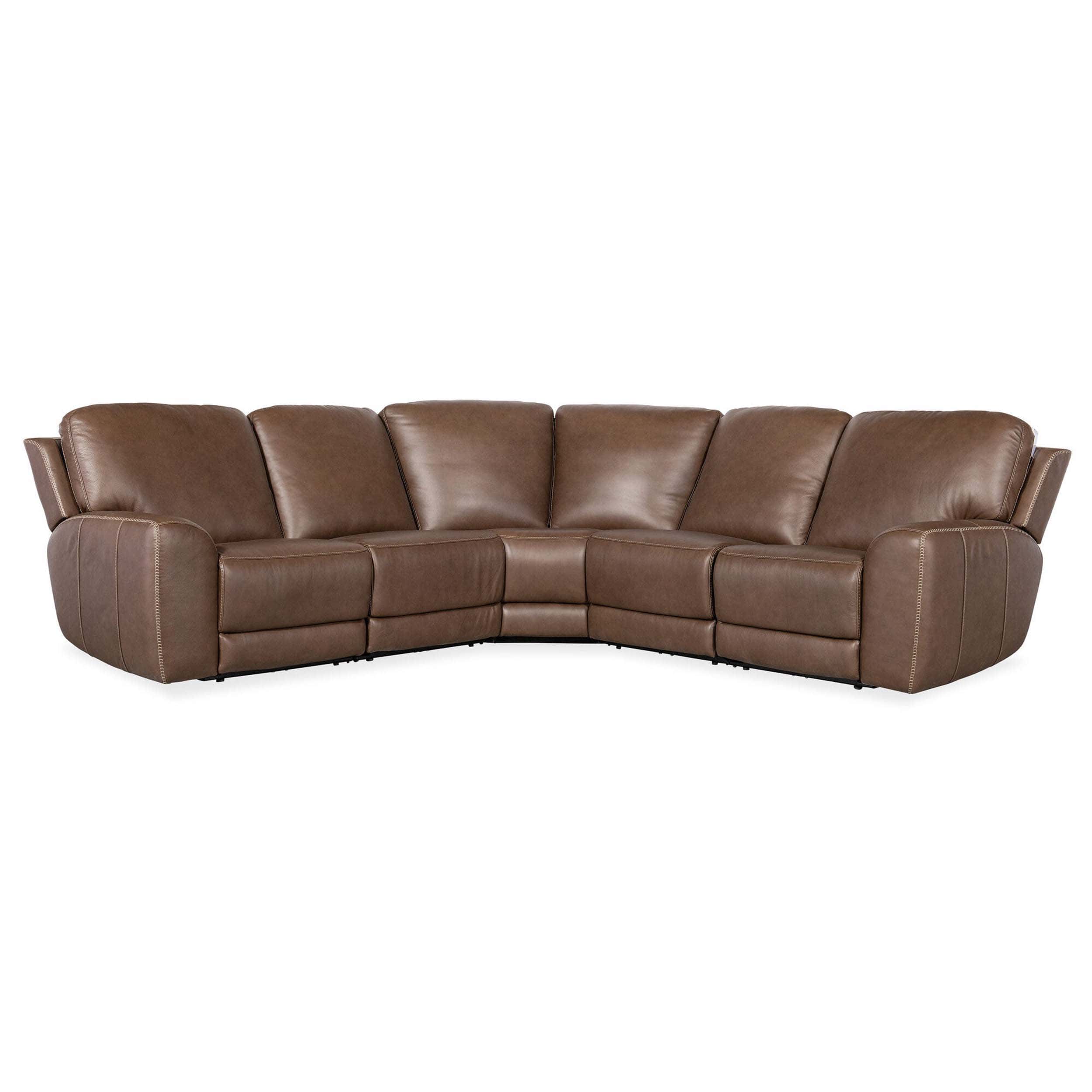 Torres 5 Piece Leather Sectional, Sorrento Mocha