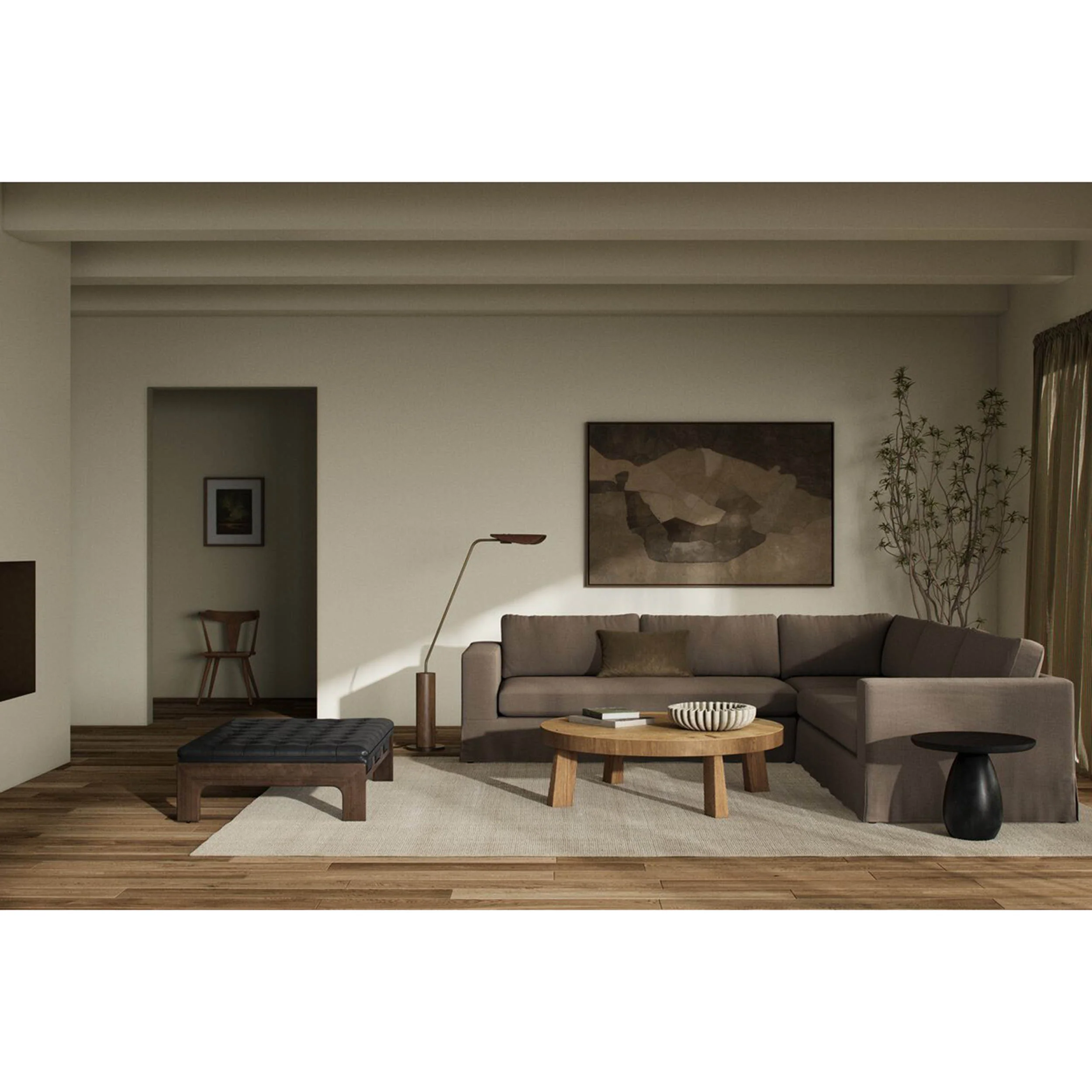 Tovana 3 Piece Sectional, Savoy Coffee by Four Hands - Image 2