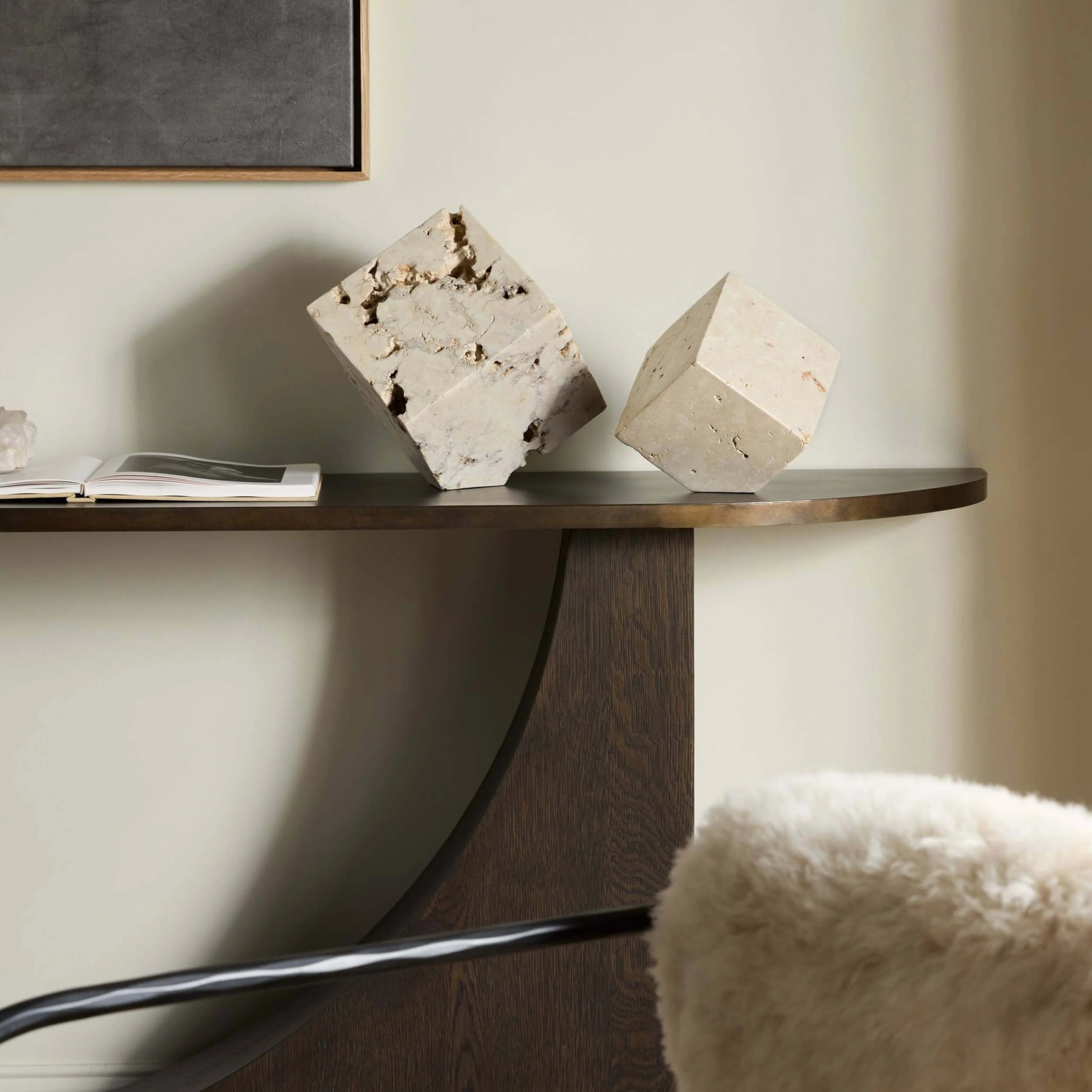 Travertine Cube Sculpture Set, Romano Fosse Travertine by Four Hands - Image 5