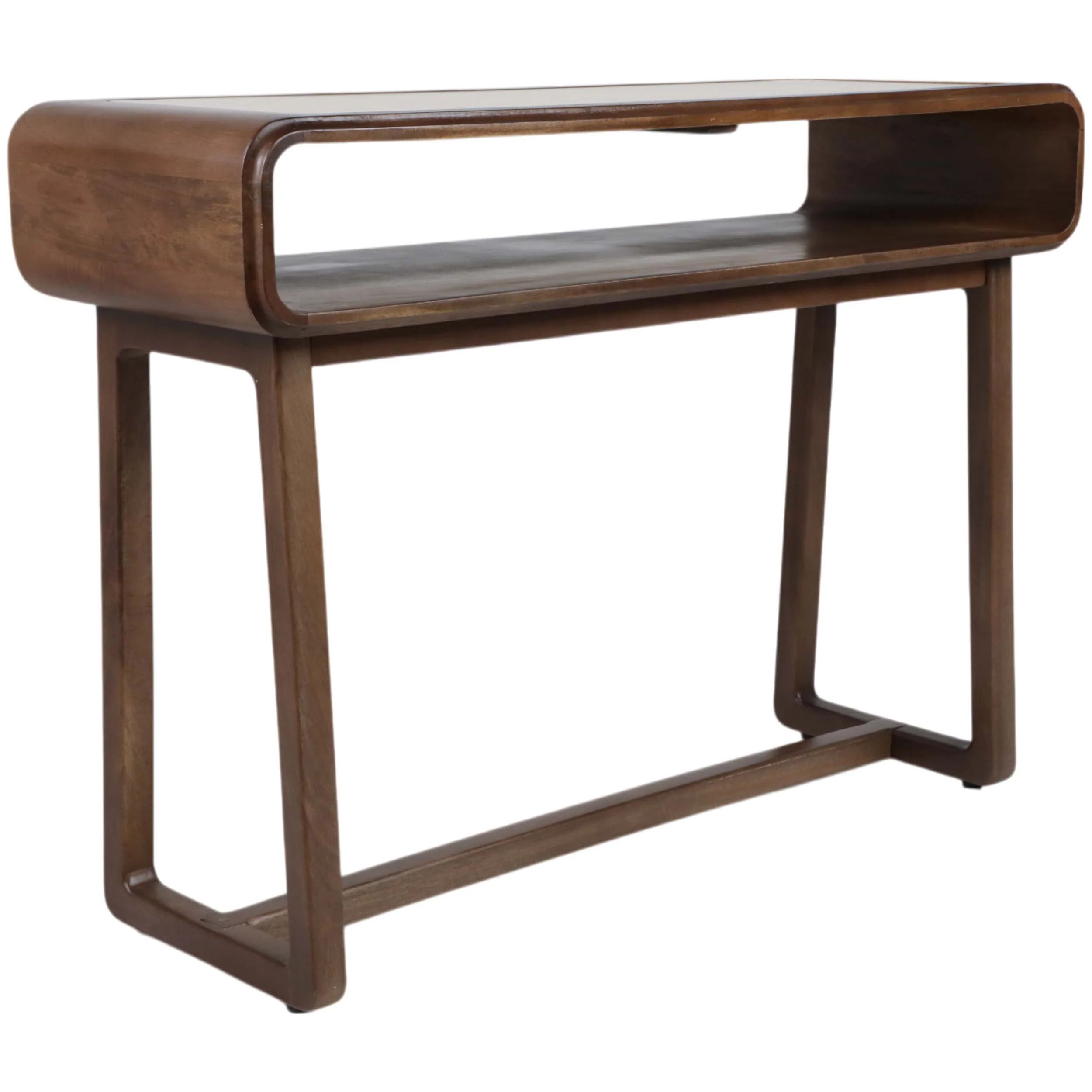 Travertine Inlay Console Table, Brown - Image 2