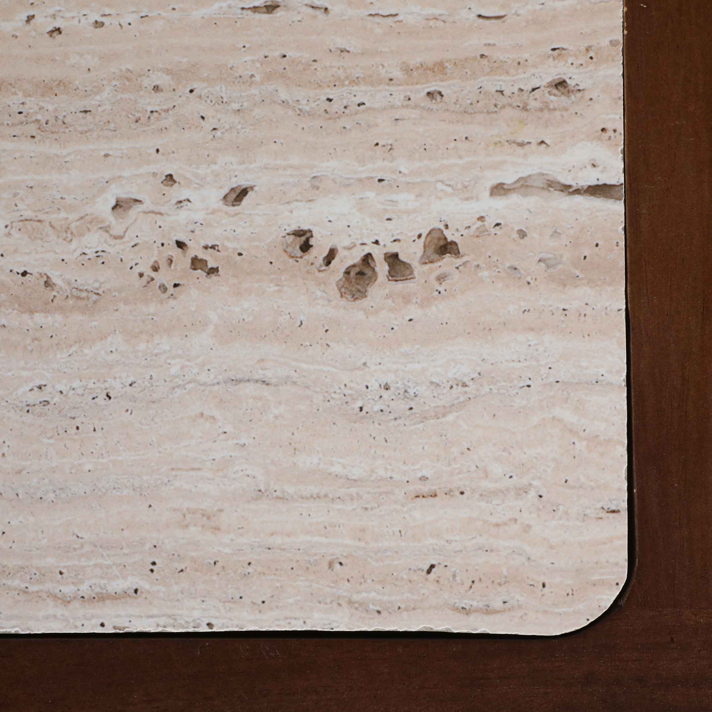 Travertine Inlay Console Table, Brown - Image 5