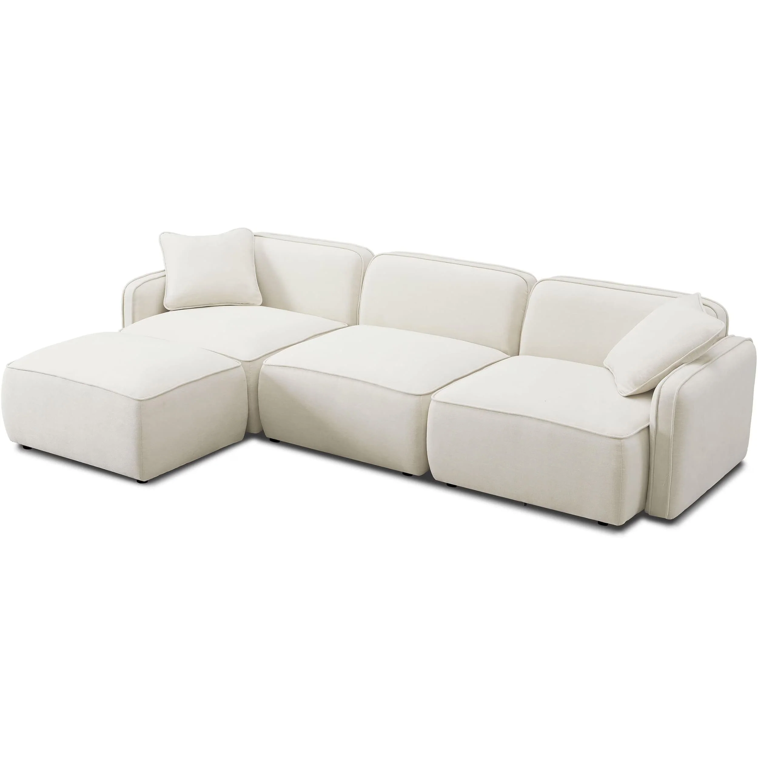 Travie 4 Piece Modular Sectional, White Sand - Image 3