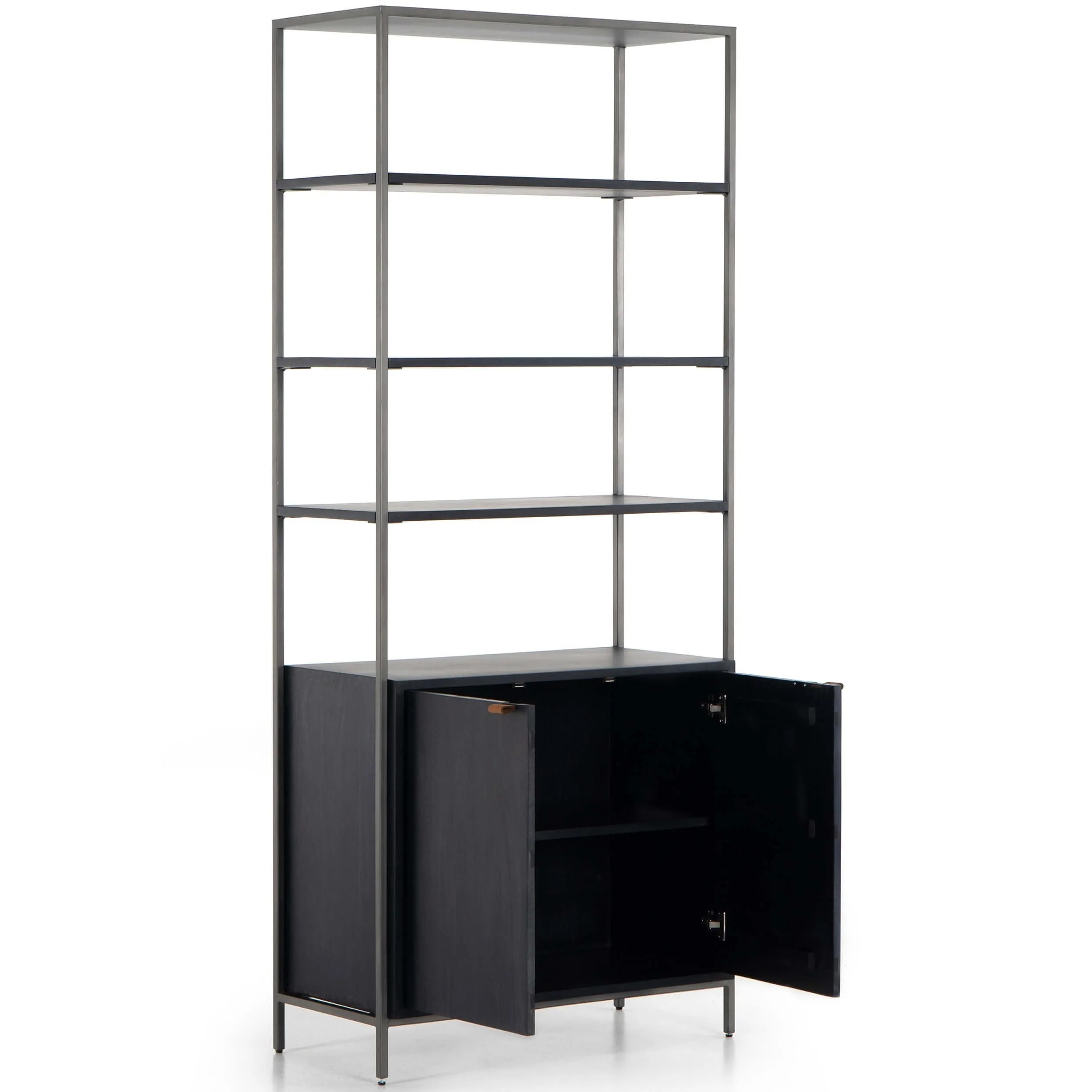 Trey Modular Wide Bookcase, Black Wash by Four Hands - Image 3