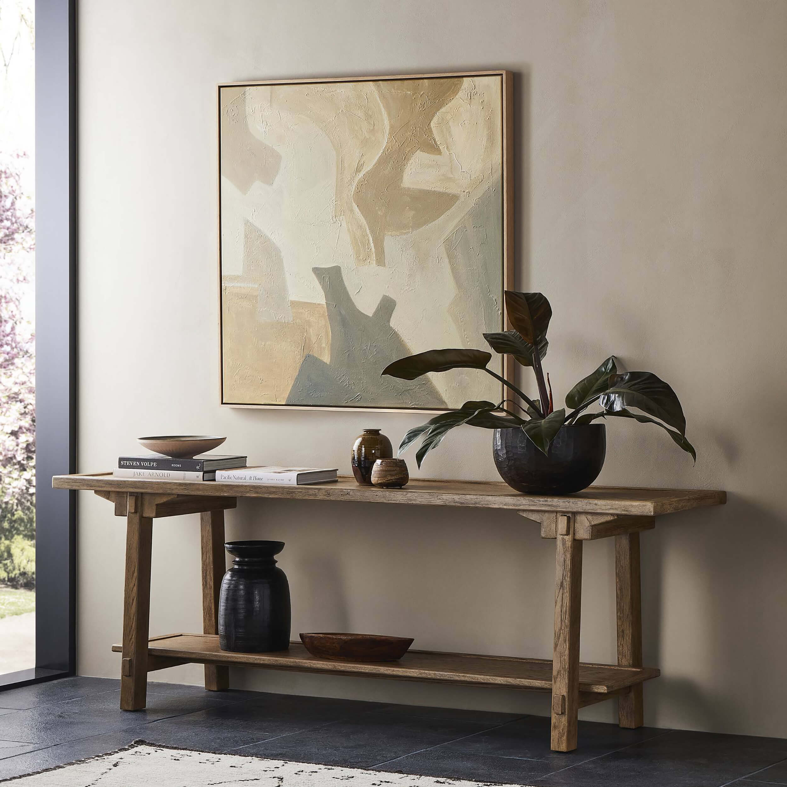 Trinity Console Table, Distressed Light Oak by Four Hands - Image 6