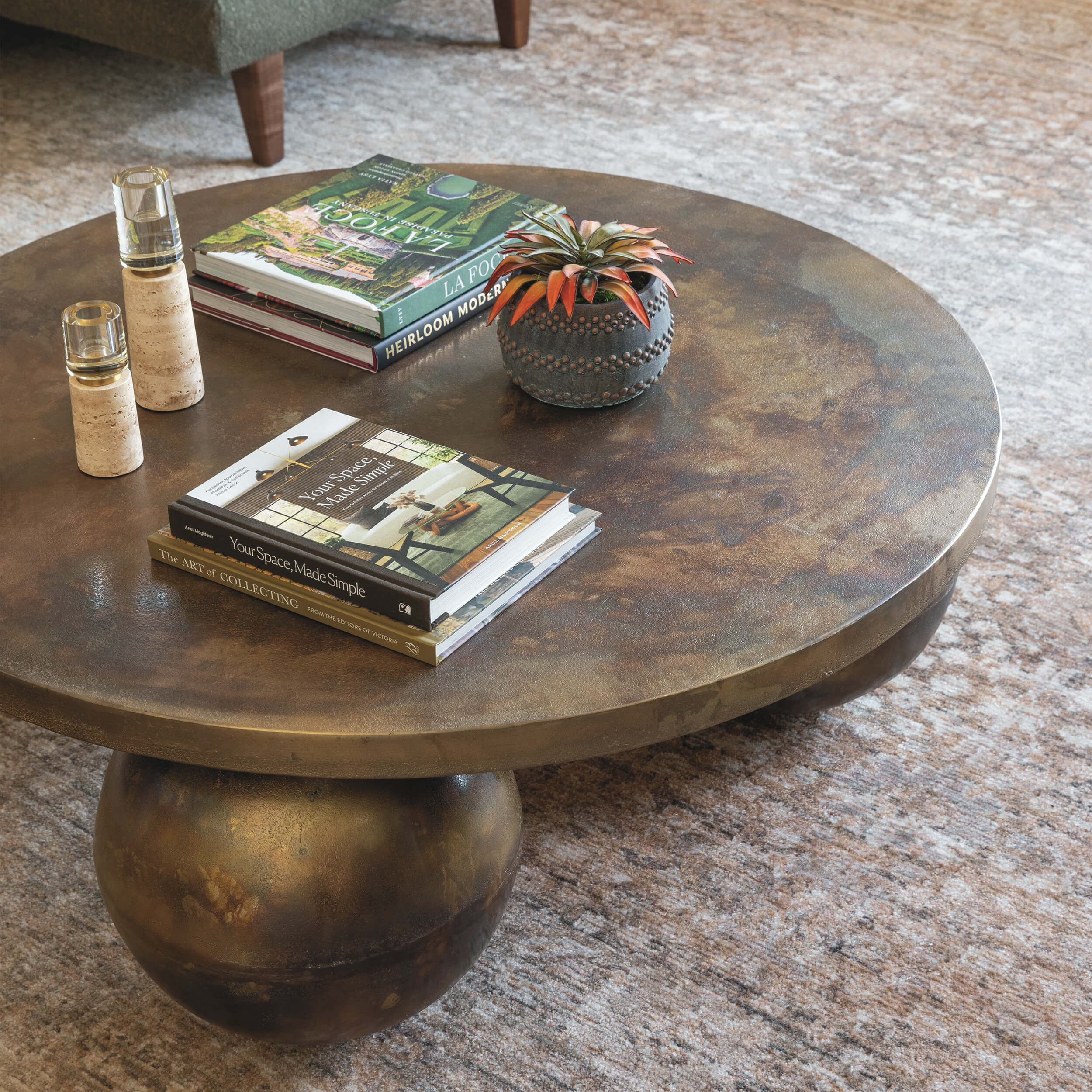 Triplet Coffee Table, Antique Brass - Image 5