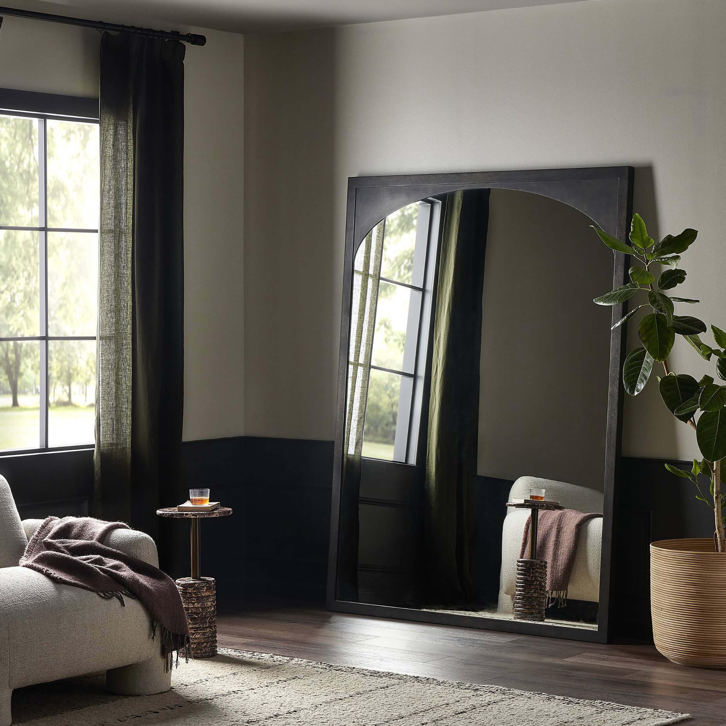 Troyes Floor Mirror, Burnished Charcoal by Four Hands - Image 4