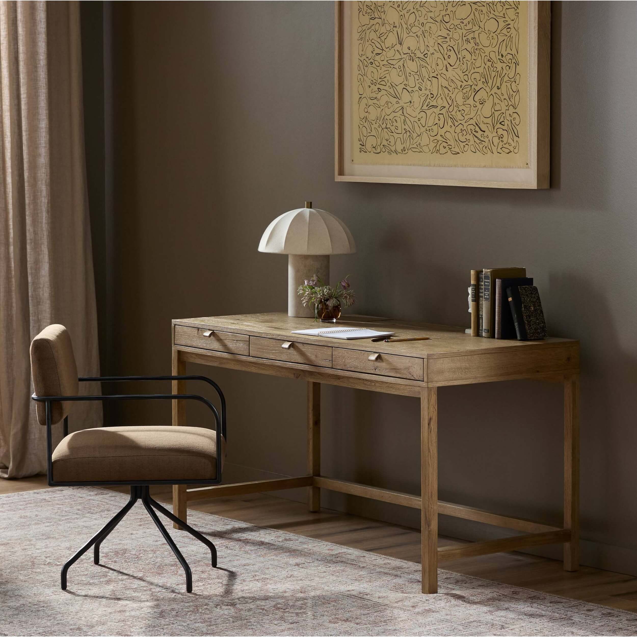 Tula Writing Desk, Worn Oak by Four Hands - Image 7