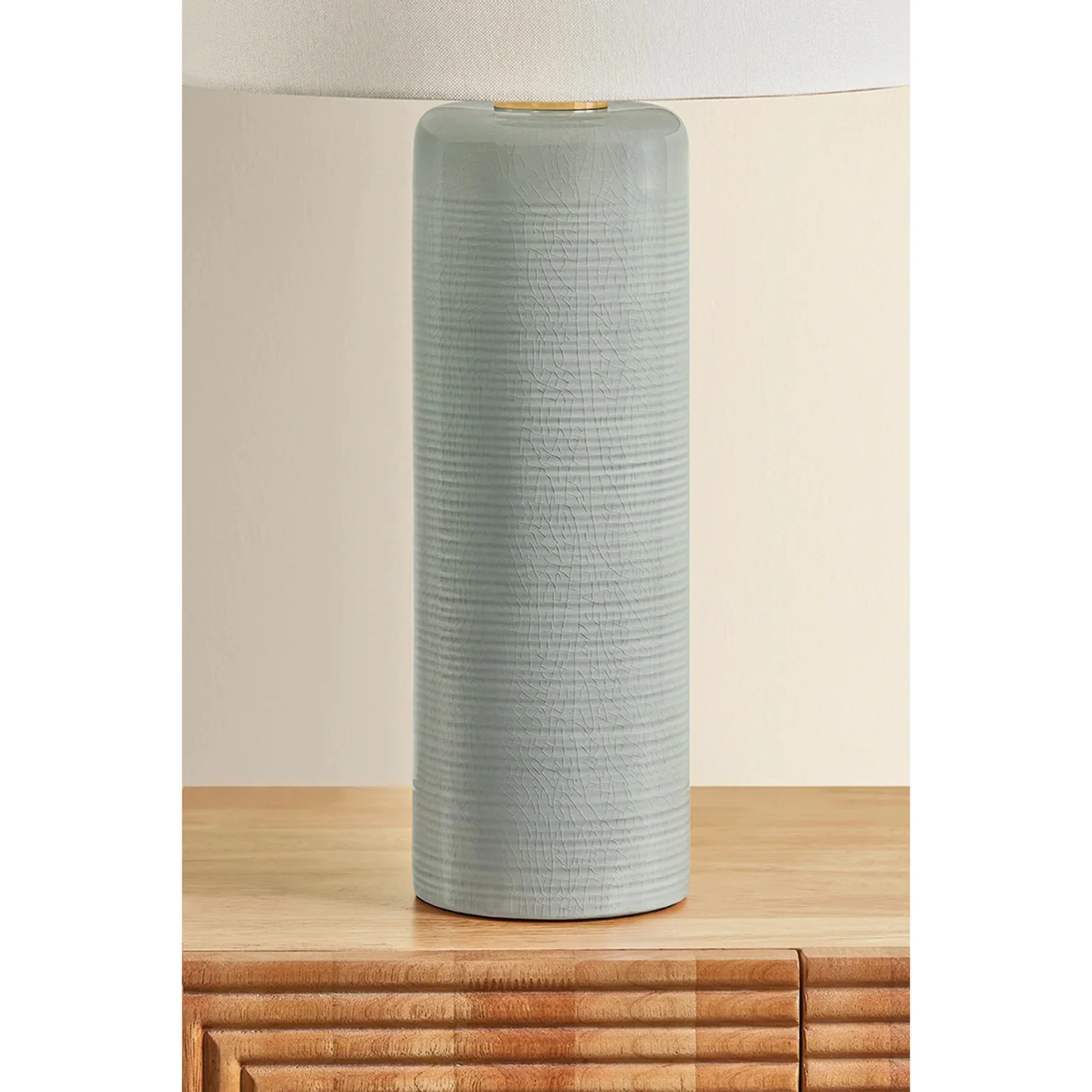 Tuva Table Lamp, Aged Brass/Ceramic Silver Lake - Image 4