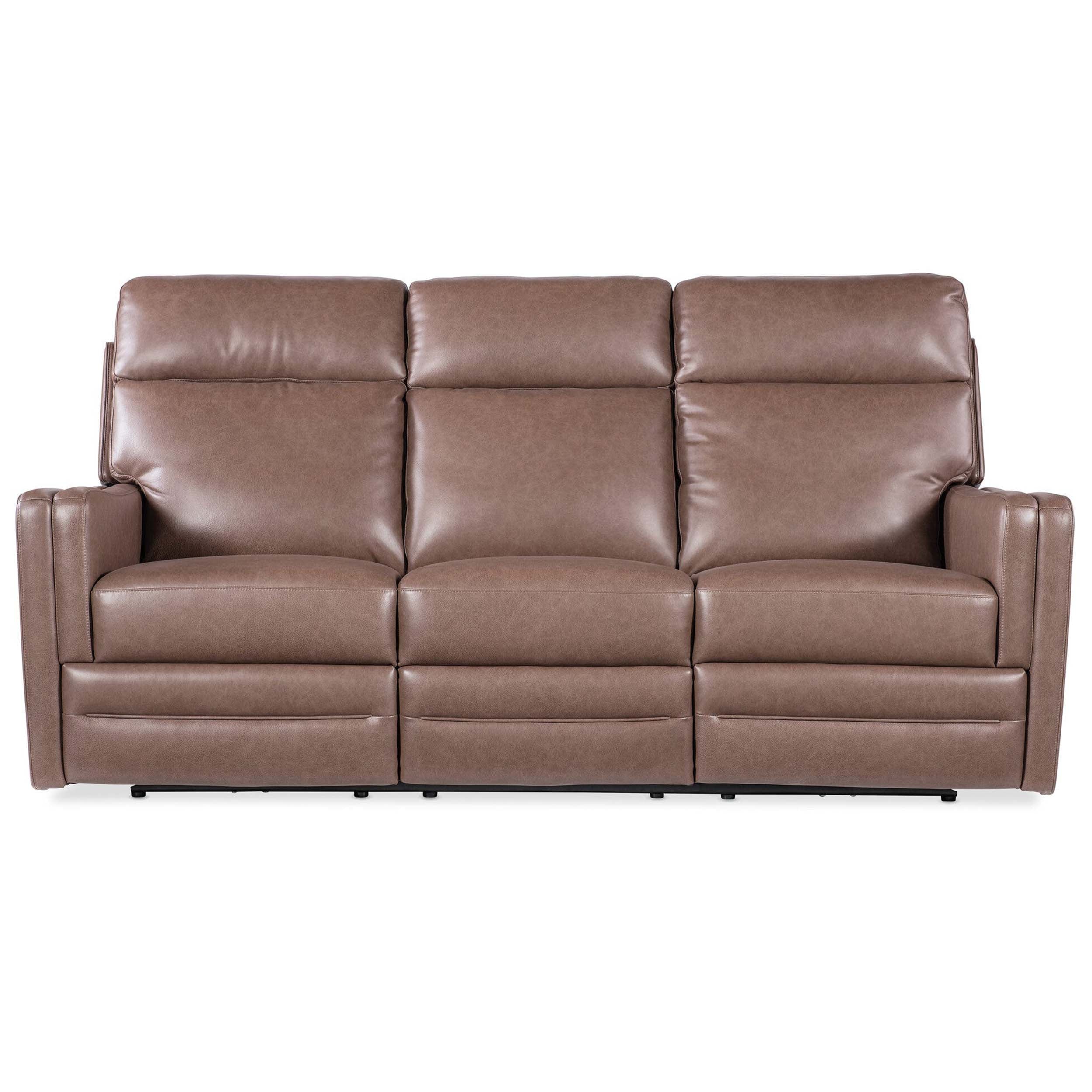 Twain Leather Power Sofa, Umber