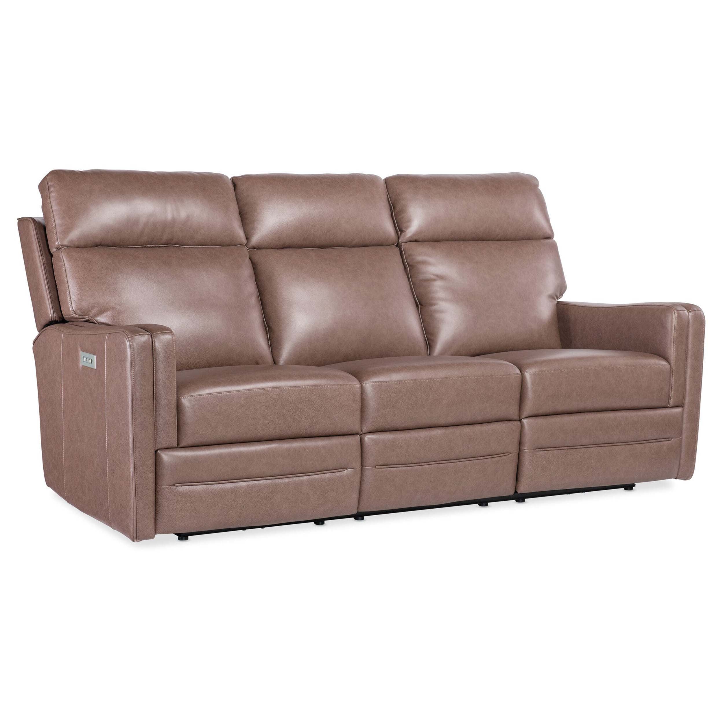 Twain Leather Power Sofa, Umber - Image 2