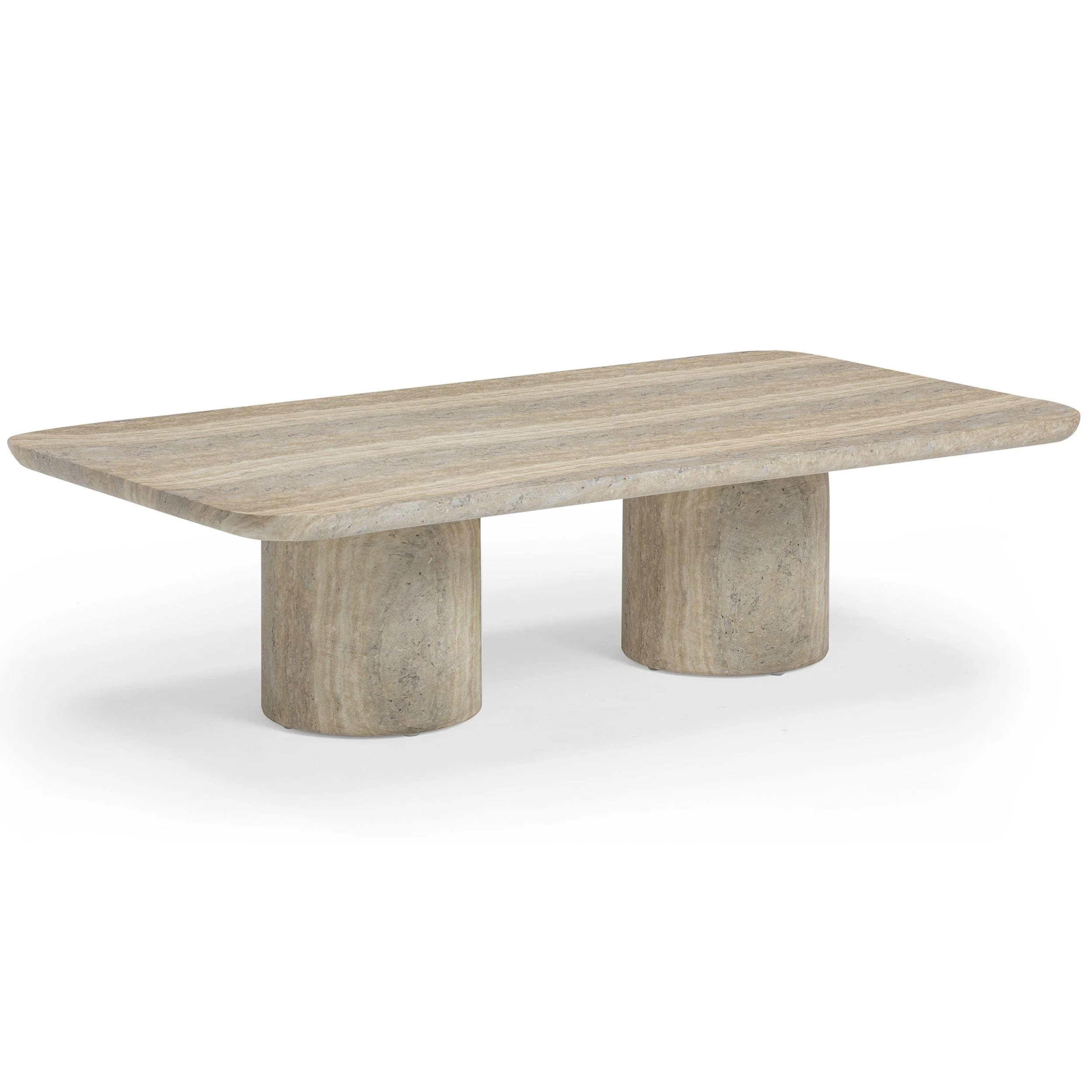 Tyche Outdoor Rectangular Coffee Table, Travertine