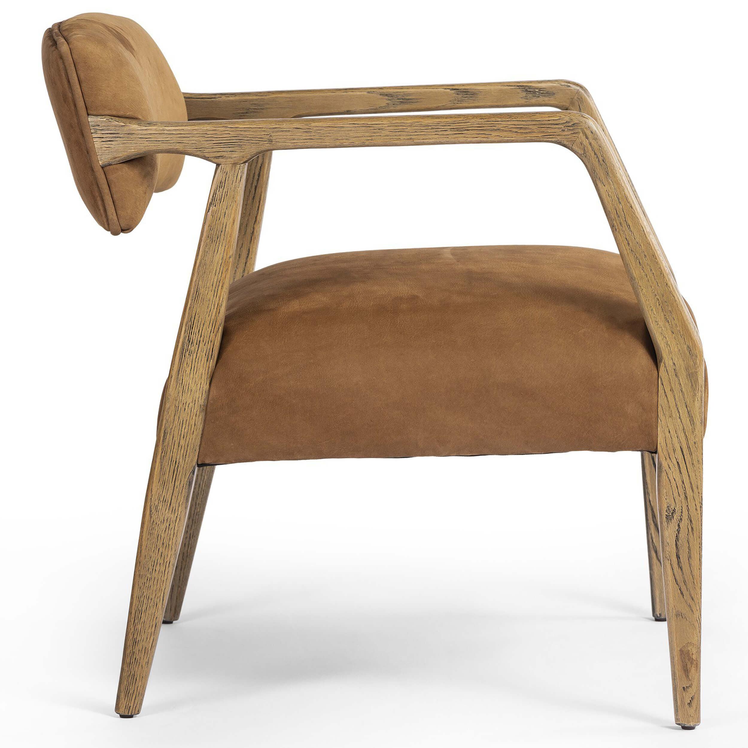 Tyler Leather Chair, Nubuck Cognac by Four Hands - Image 3