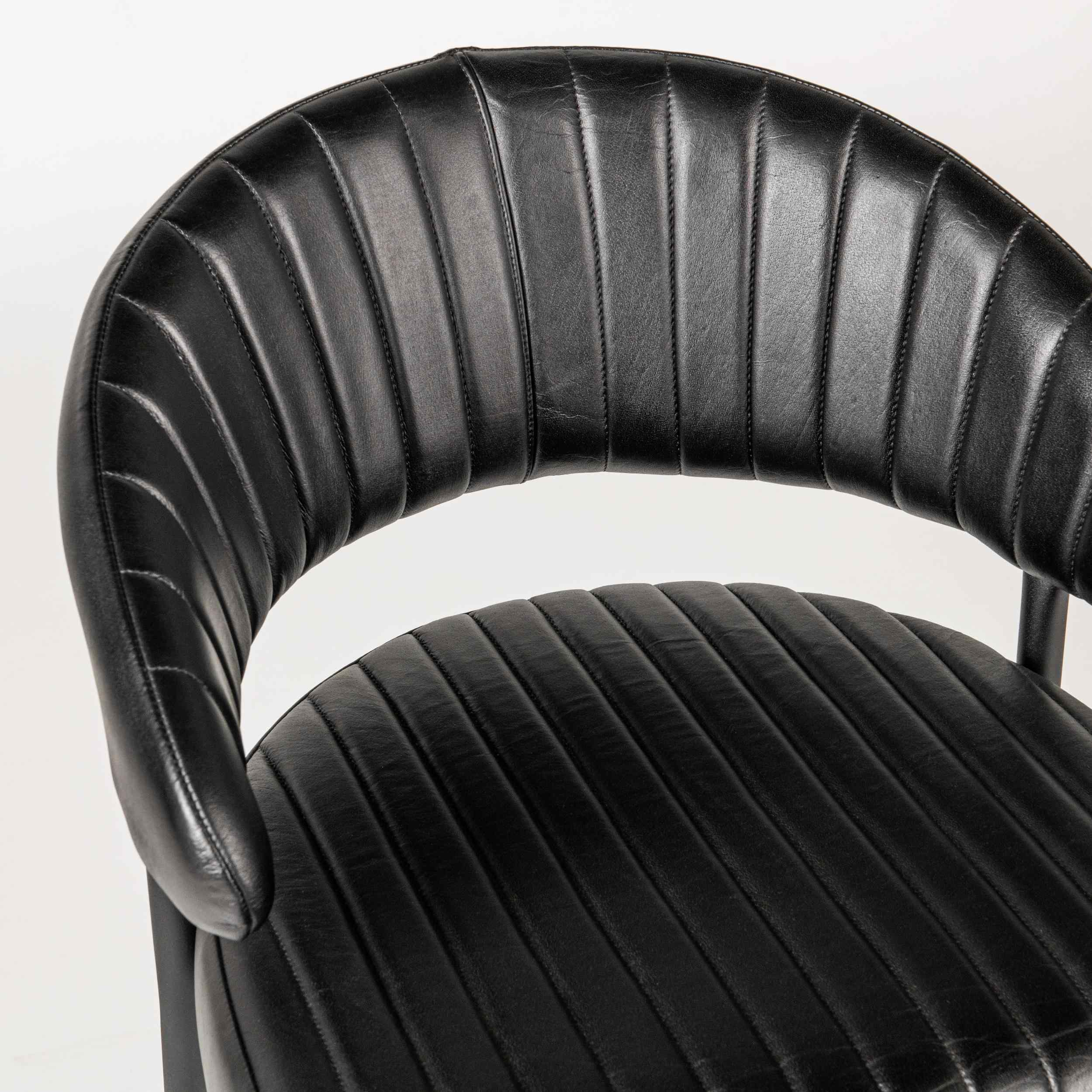 Umbria Leather Bar & Counter Stool, Midnight Raven - Image 5