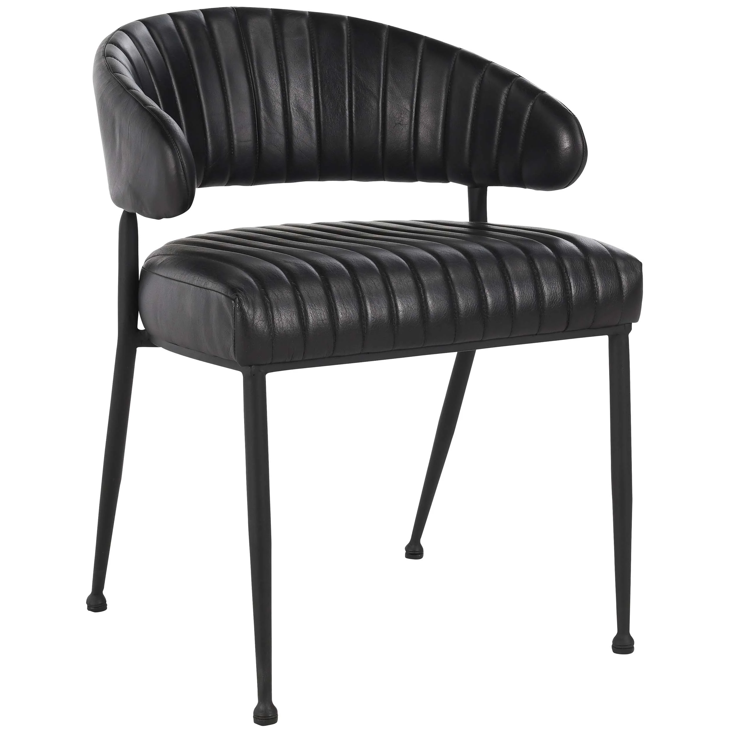 Umbria Leather Dining Chair, Midnight Raven, Set of 2