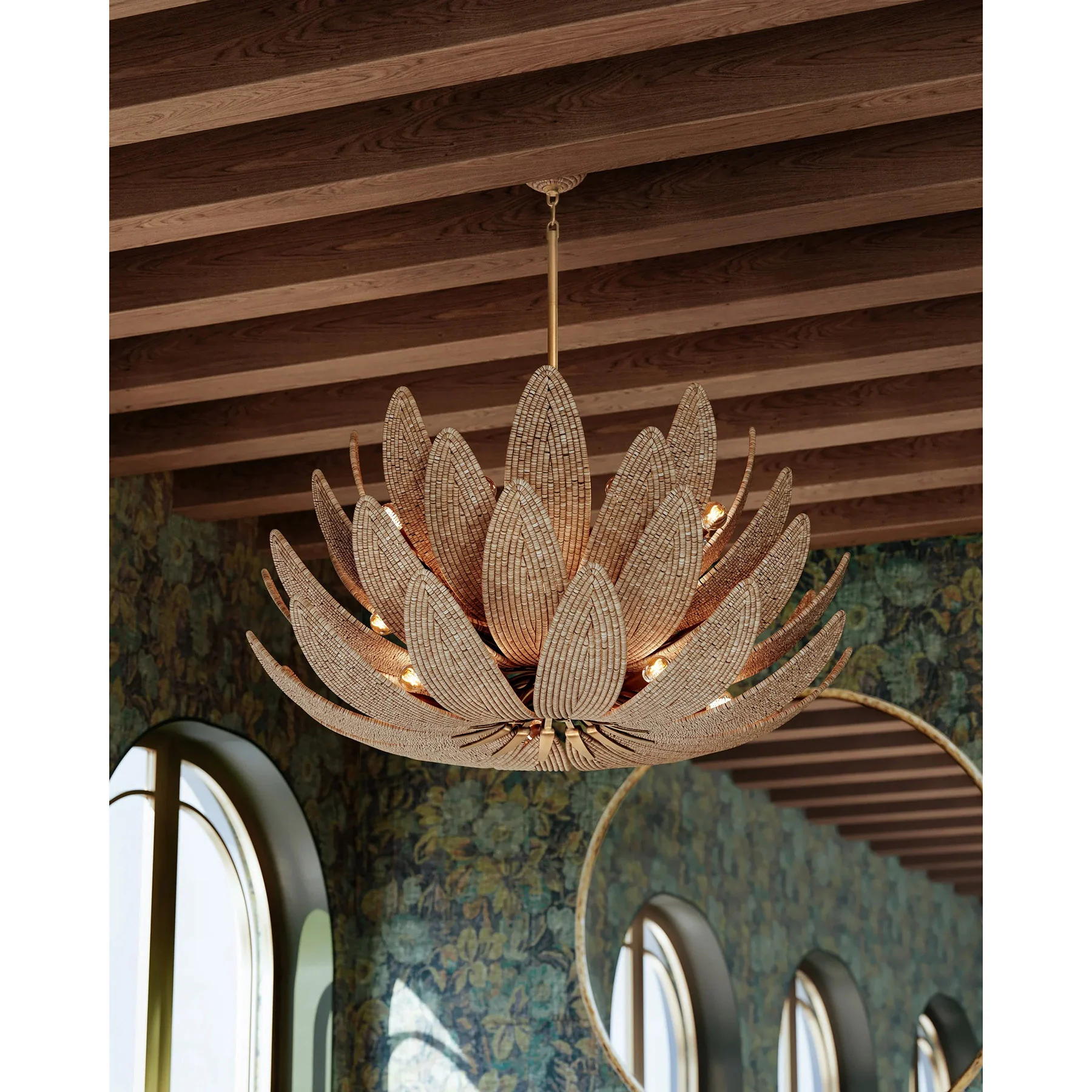Varanasi 28 Light Chandelier, Vintage Gold Leaf - Image 3